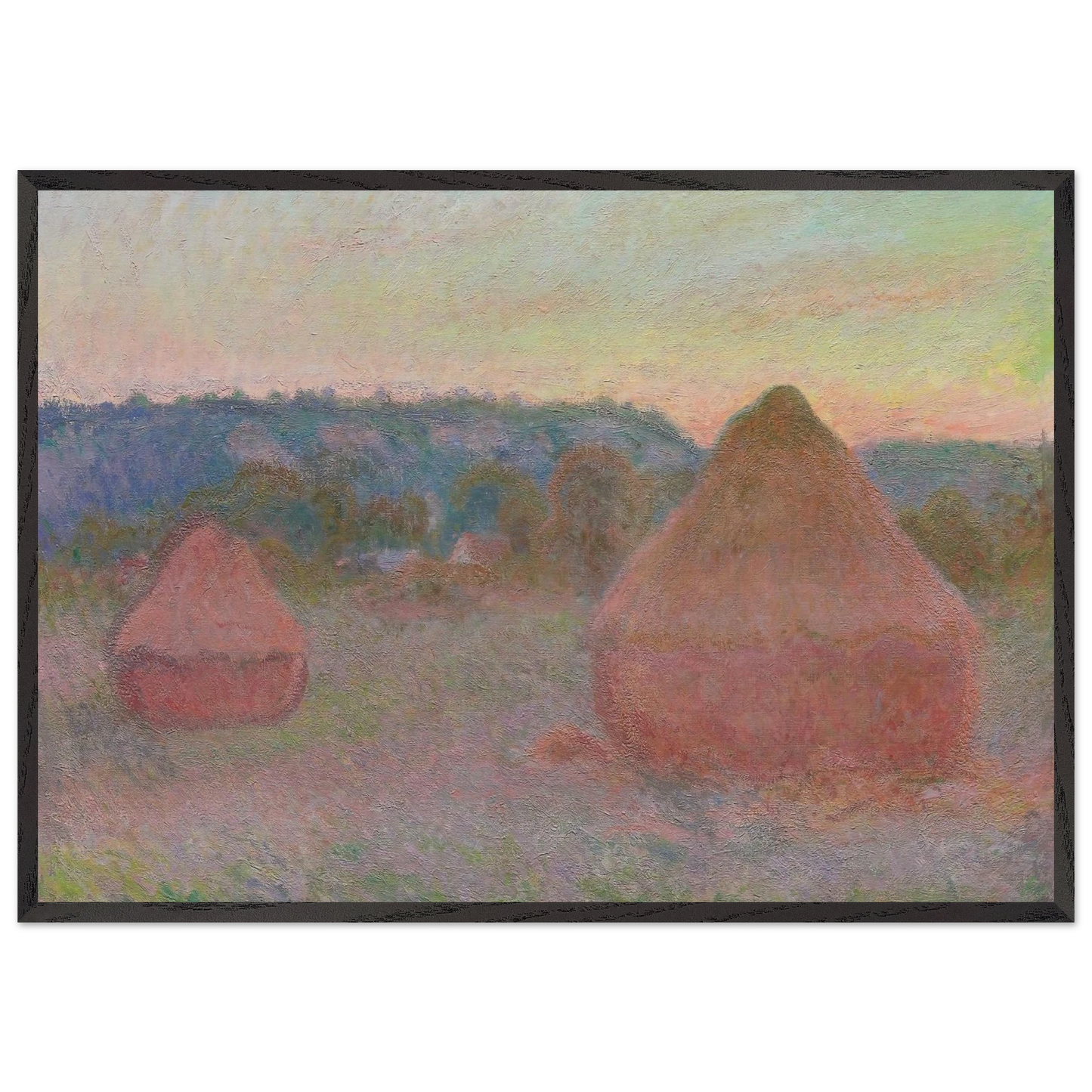 Stacks of Wheat End of Day Autumn - claude monet Framed Art Print – Black Wooden Frame - Default Title - -Framed Art Print