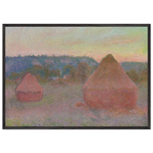 Stacks of Wheat End of Day Autumn - claude monet Framed Art Print – Black Wooden Frame - Default Title - -Framed Art Print