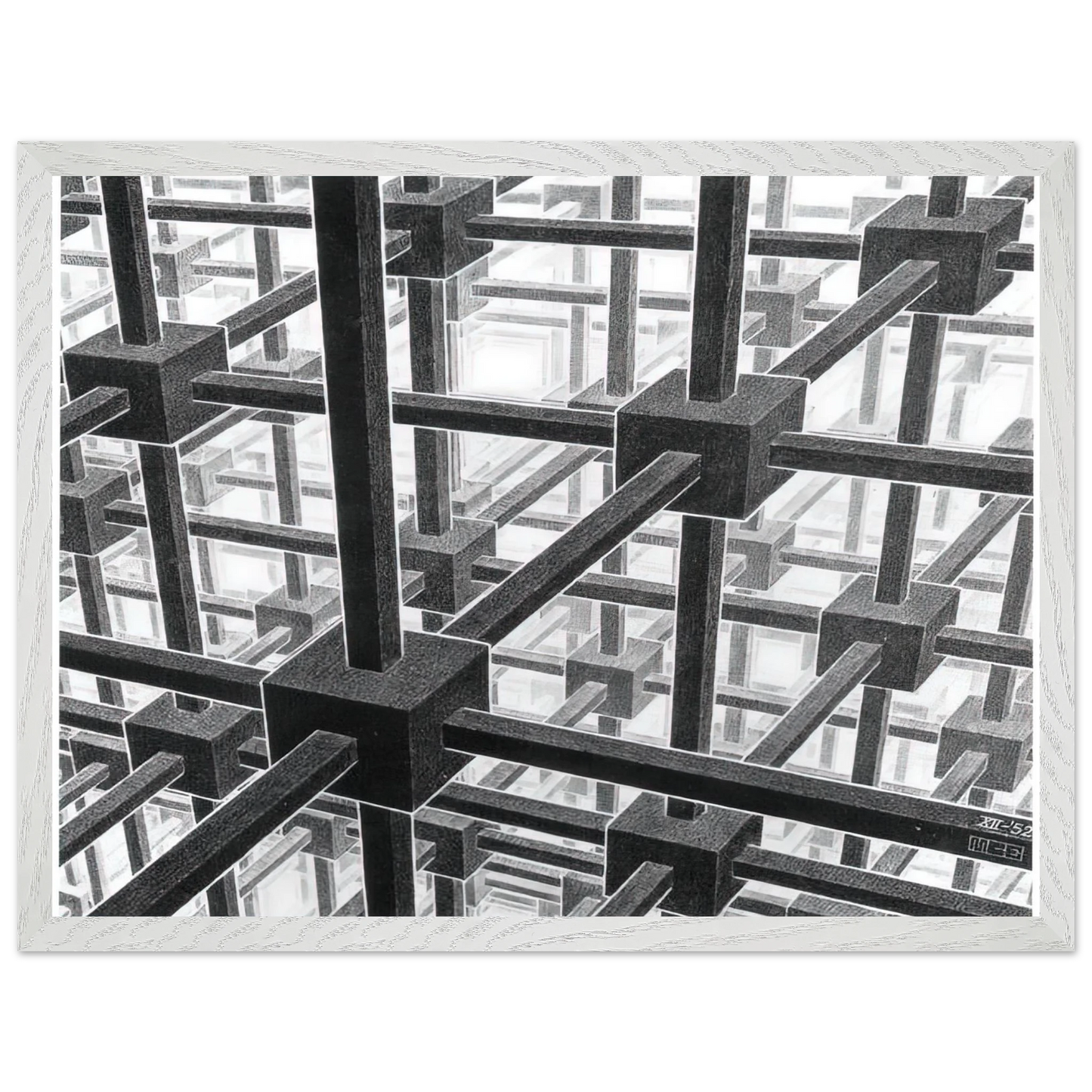 MC Escher - CUBIC SPACE DIVISION Wall Art - 30x40 cm / 12x16 inches - Fine Art Poster - -