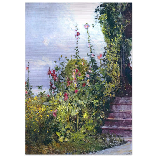 Celia Thaxter's Garden, Appledore, Isles of Shoals - Childe Hassam Brushed Aluminum Print - 70x100 cm / 28x40 inches | Childe Hassam Aluminum Print | Childe Hassam Prints