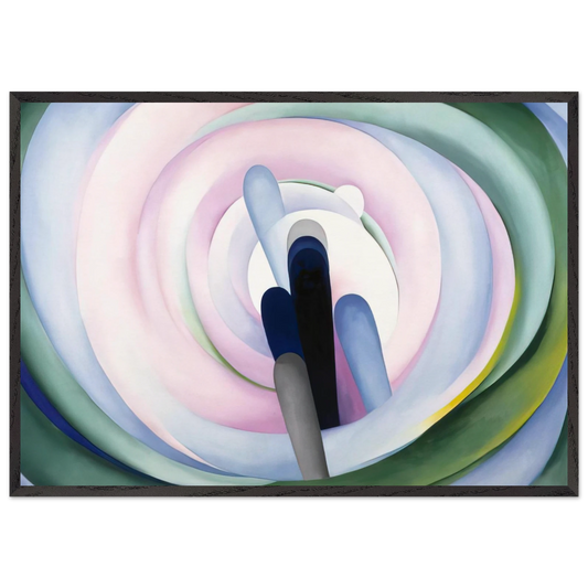 Grey Blue and Black Pink Circle - Georgia OKeeffe 70x100 cm / 28x40 inches Framed Art Print – Black Wooden Frame