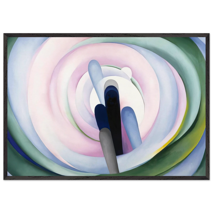 Grey Blue and Black Pink Circle - Georgia OKeeffe 70x100 cm / 28x40 inches Framed Art Print – Black Wooden Frame