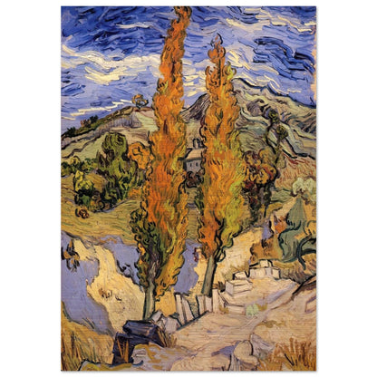 Two Poplars on a Hill - Vincent van Gogh Brushed Aluminum Print - 70x100 cm / 28x40 inches | Vincent van Gogh Aluminum Print | Vincent van Gogh Prints