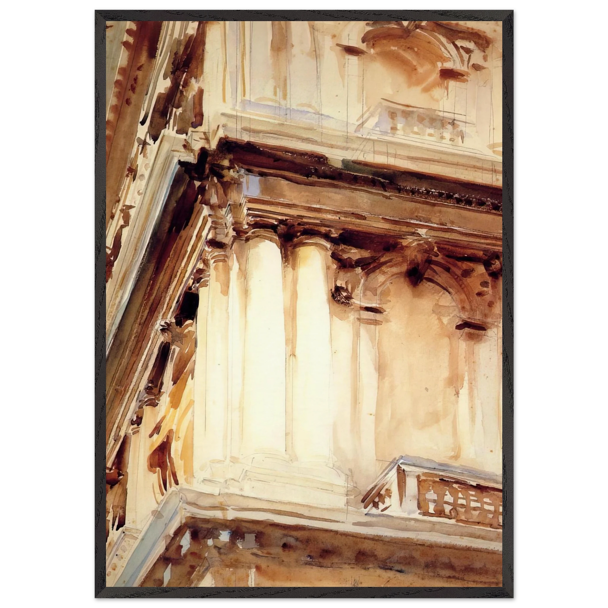 Palazzo Corner della Ca Grande - John Singer Sargent Framed Art Print – Black Wooden Frame - Default Title - -Framed Art Print