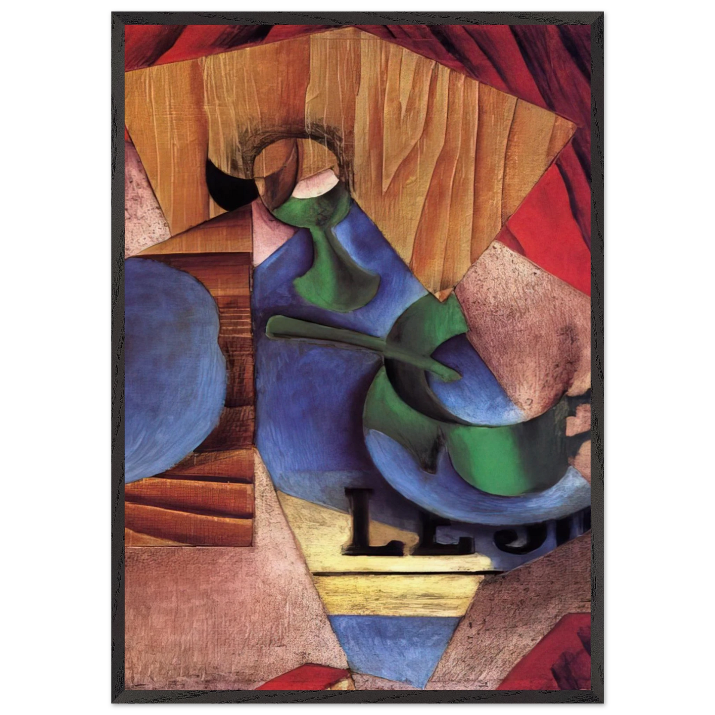 GLASS CUP AND NEWSPAPER 1913 - Juan Gris Framed Art Print – Black Wooden Frame - Default Title - -Framed Art Print