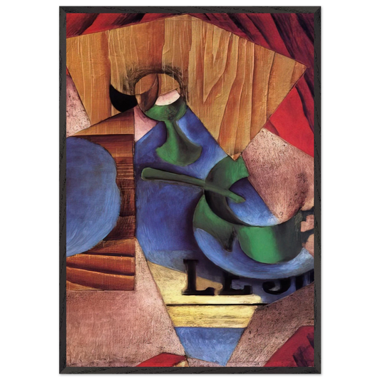 GLASS CUP AND NEWSPAPER 1913 - Juan Gris Framed Art Print – Black Wooden Frame - Default Title - -Framed Art Print