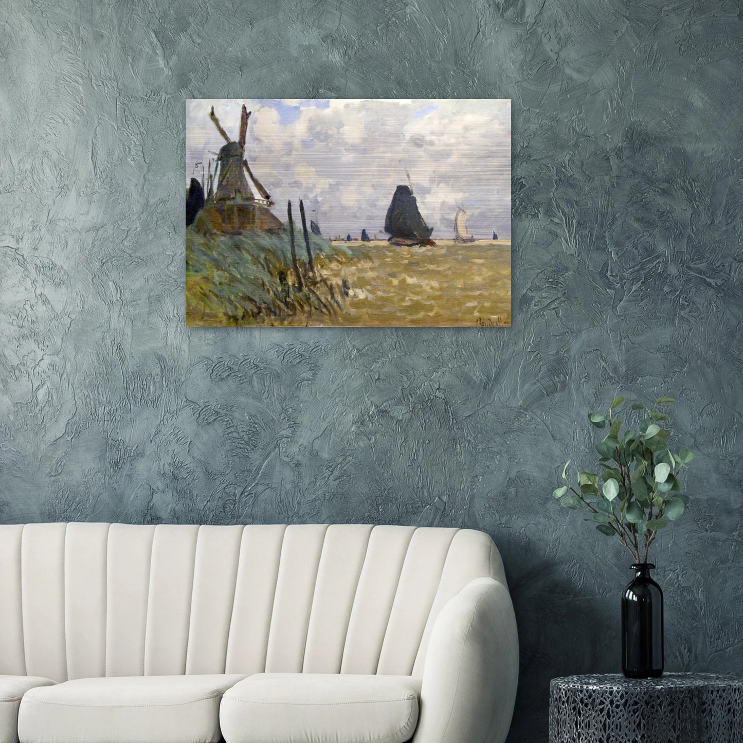 Windmill near Zaandam - claude monet Brushed Aluminum Print - 70x100 cm / 28x40 inches | claude monet Aluminum Print | claude monet Prints