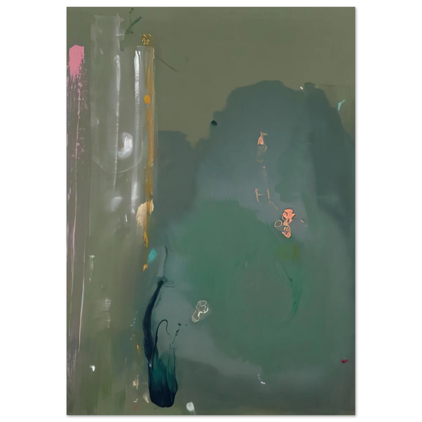 Helen Frankenthaler - CÃ´te d Argent - 1980 Wall art - 28x43  cm / XL (11x17 inches) - Premium Wooden Framed Poster With Fine Art Paper - Wood frame