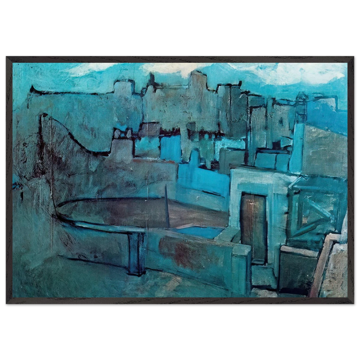 The roofs of Barcelona - Pablo Picasso 70x100 cm / 28x40 inches Framed Art Print – Black Wooden Frame