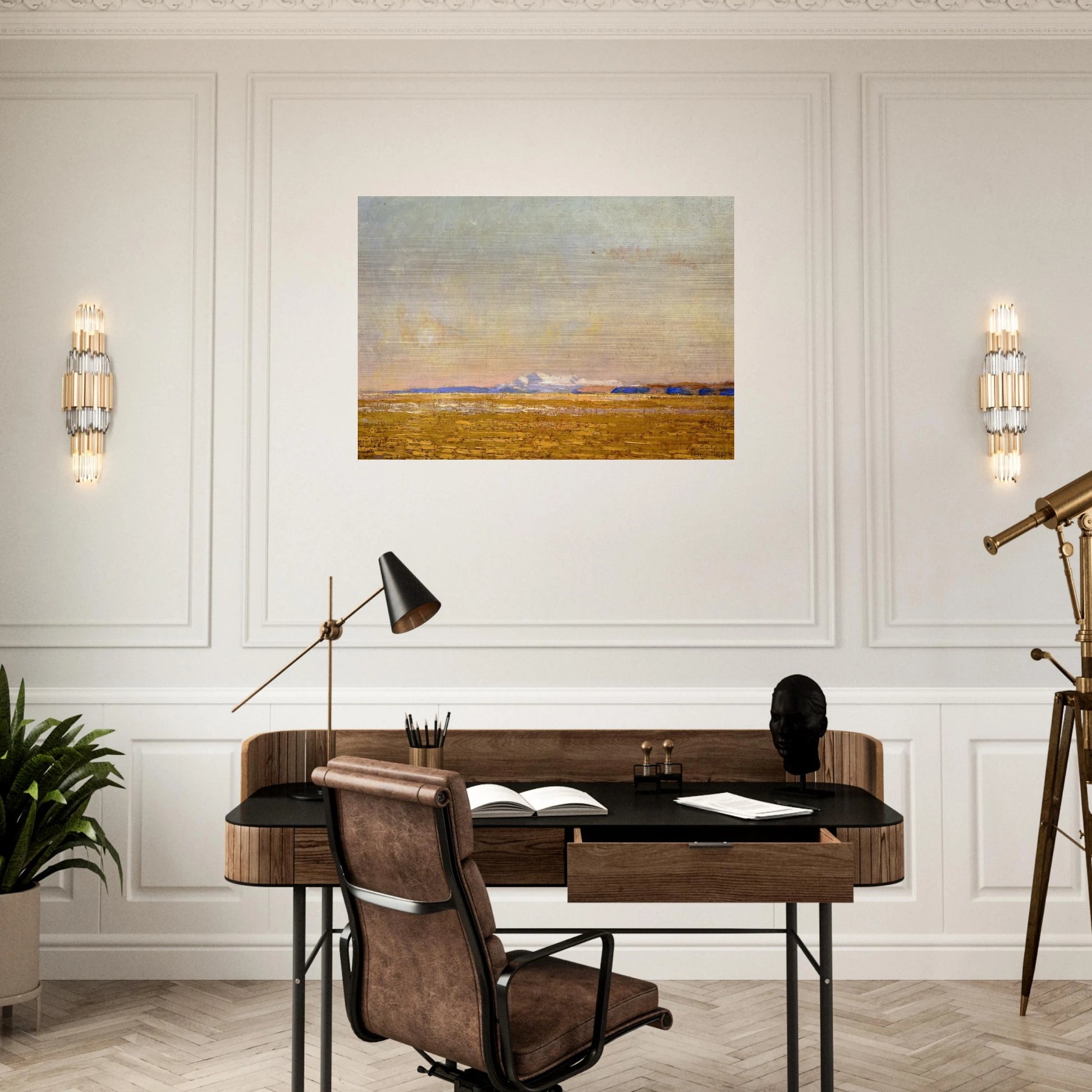 Moonrise at Sunset, Harney Desert - Childe Hassam Brushed Aluminum Print - 70x100 cm / 28x40 inches | Childe Hassam Aluminum Print | Childe Hassam Prints