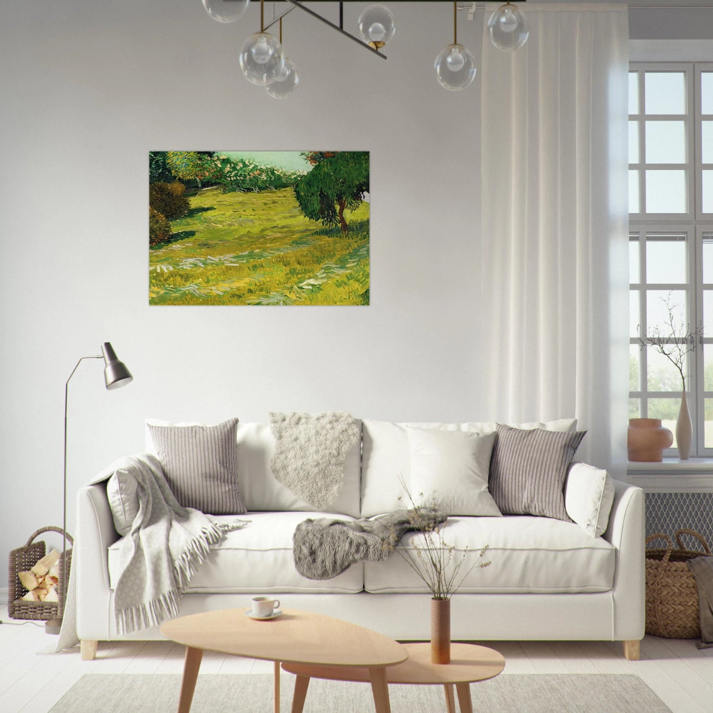 Garden with Weeping Willow - Vincent van Gogh Brushed Aluminum Print - 70x100 cm / 28x40 inches | Vincent van Gogh Aluminum Print | Vincent van Gogh Prints