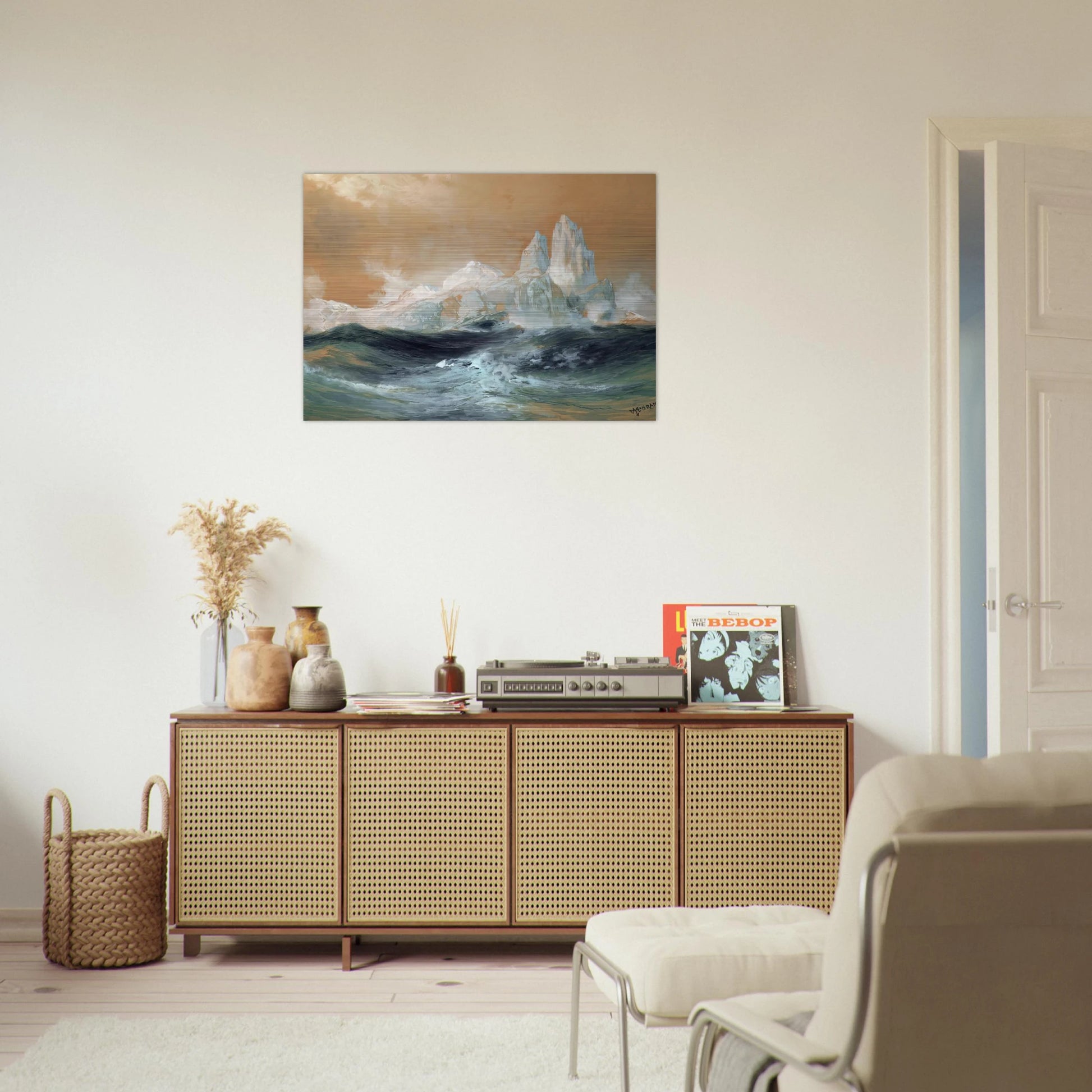 Icebergs - Thomas Moran Brushed Aluminum Print - 70x100 cm / 28x40 inches | Thomas Moran Aluminum Print | Thomas Moran Prints