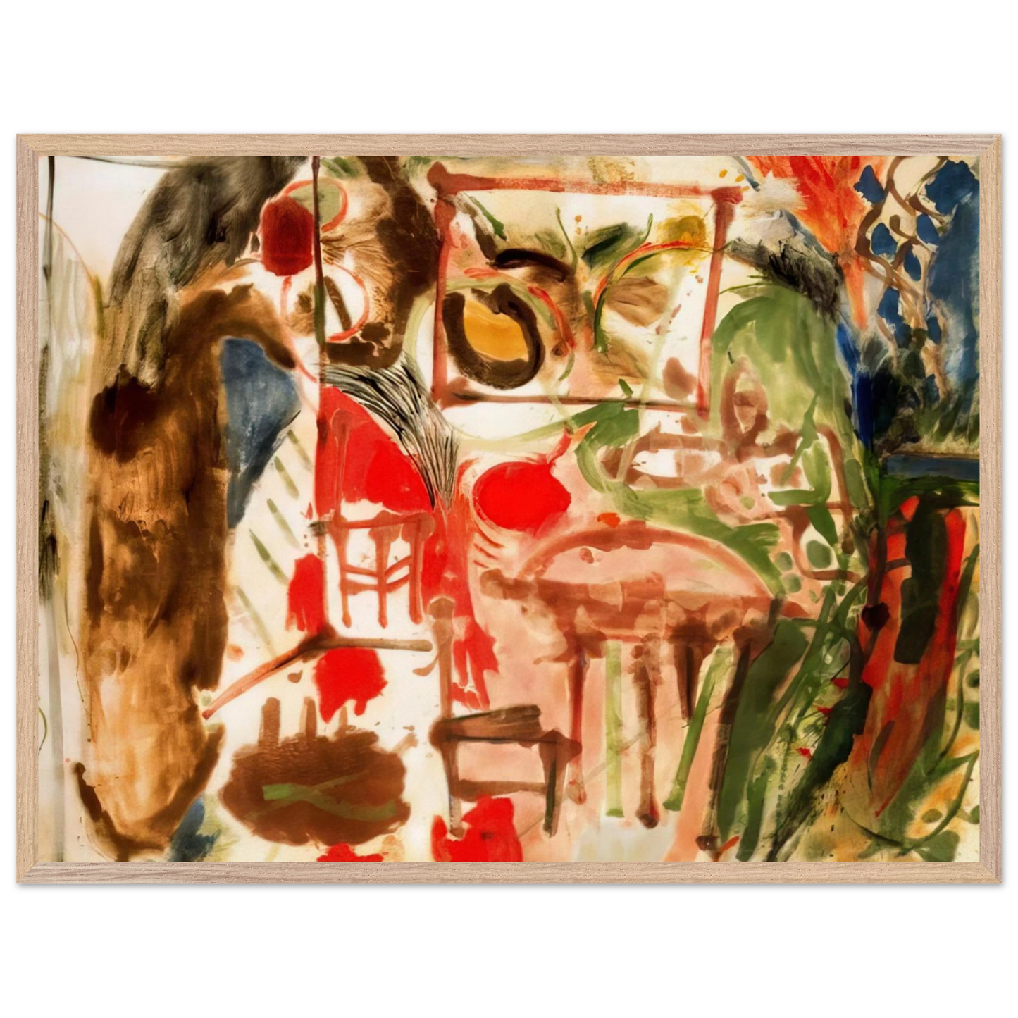 Helen Frankenthaler - Interior - 1957 Wall art - 20x25 cm / 8x10 inches - Premium Wooden Framed Poster With Fine Art Paper - White frame
