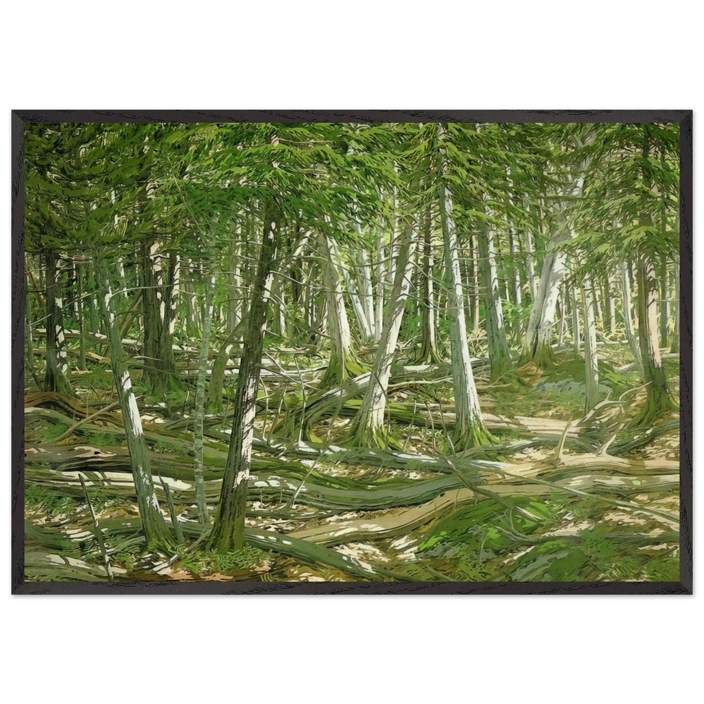 Old Windfall - 1982 - Neil Welliver Framed Art Print – Black Wooden Frame - Default Title - -Framed Art Print