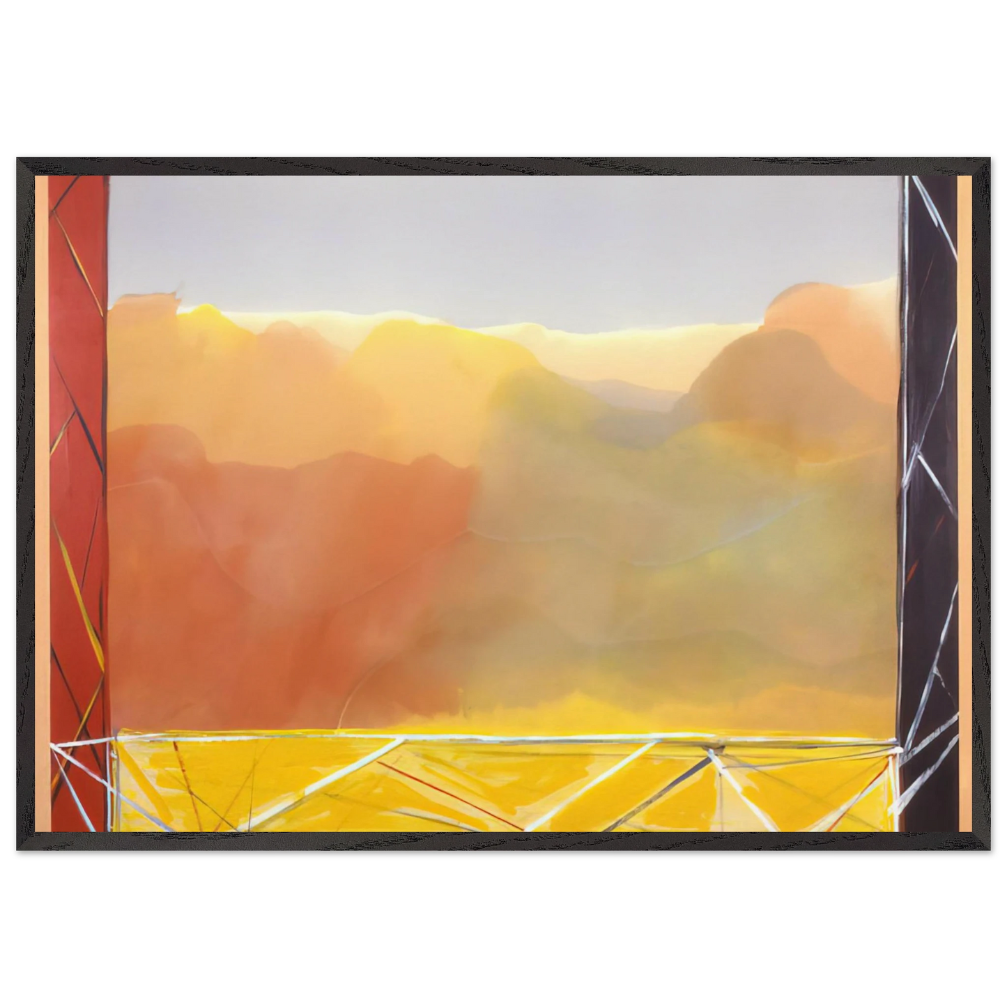 The Yellow Bridge - 1988 - Ronnie Landfield Framed Art Print – Black Wooden Frame - Default Title - -Framed Art Print