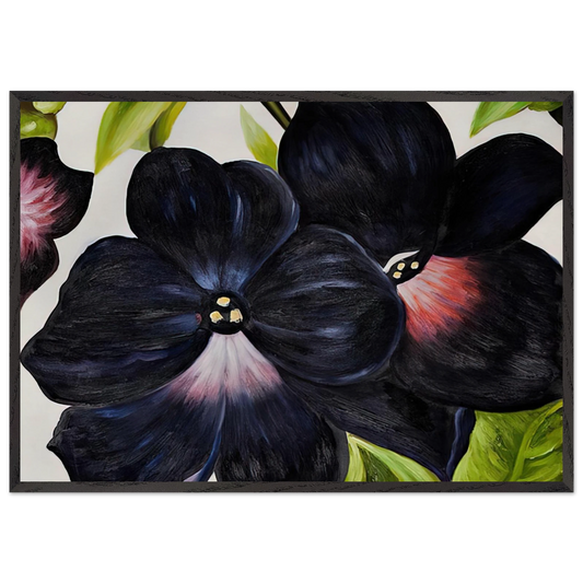 Black and Purple Petunias - Georgia OKeeffe 70x100 cm / 28x40 inches Framed Art Print – Black Wooden Frame