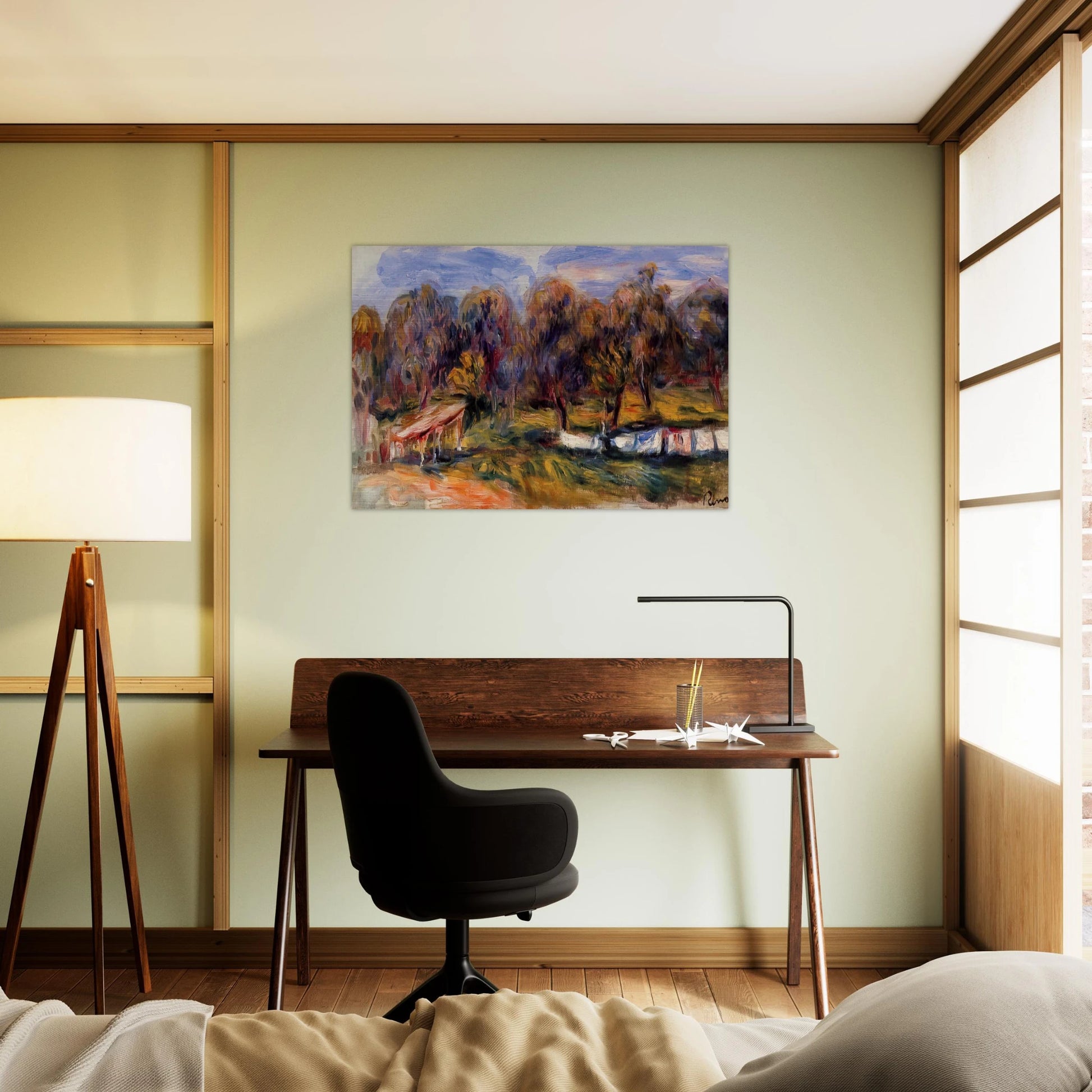Landscape with Orchard - Pierre-Auguste Renoir Brushed Aluminum Print - 70x100 cm / 28x40 inches | Pierre-Auguste Renoir Aluminum Print | Pierre-Auguste Renoir Prints