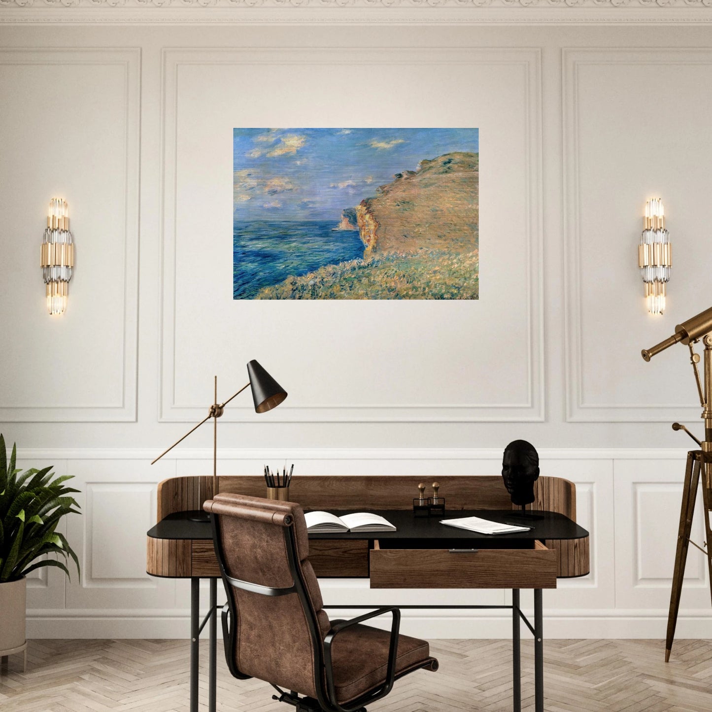 Cliff at Fecamp - claude monet Brushed Aluminum Print - 70x100 cm / 28x40 inches | claude monet Aluminum Print | claude monet Prints
