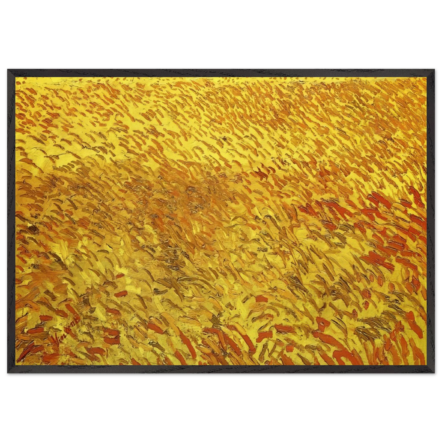 Summer Evening Wheatfield with Setting sun - Vincent van Gogh Framed Art Print – Black Wooden Frame - Default Title - -Framed Art Print