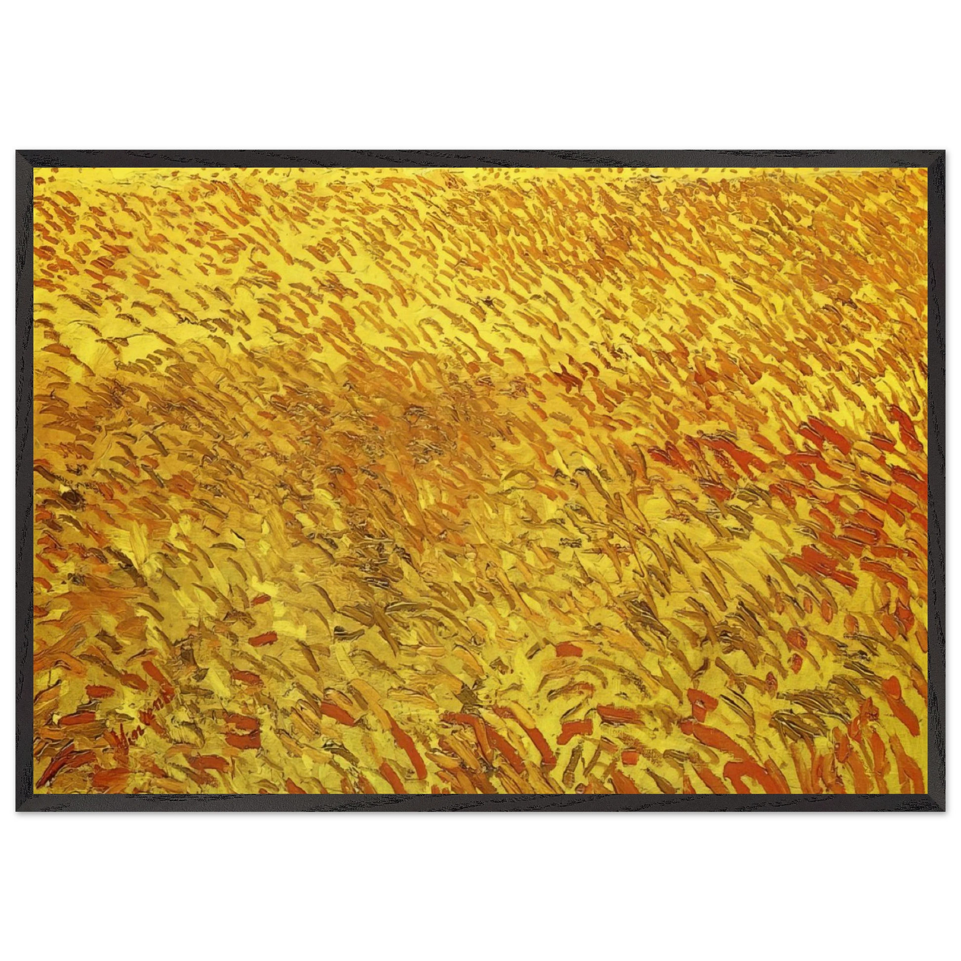 Summer Evening Wheatfield with Setting sun - Vincent van Gogh Framed Art Print – Black Wooden Frame - Default Title - -Framed Art Print