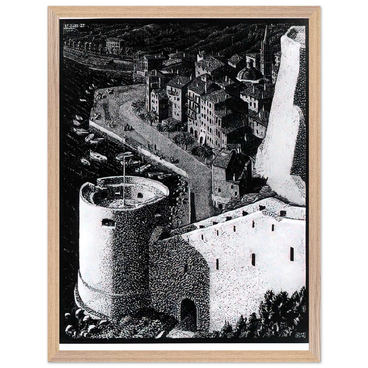 MC Escher - ESCHER (23) Wall Art - 30x40 cm / 12x16 inches - Premium Wooden Framed Poster With Fine Art Paper - Wood frame