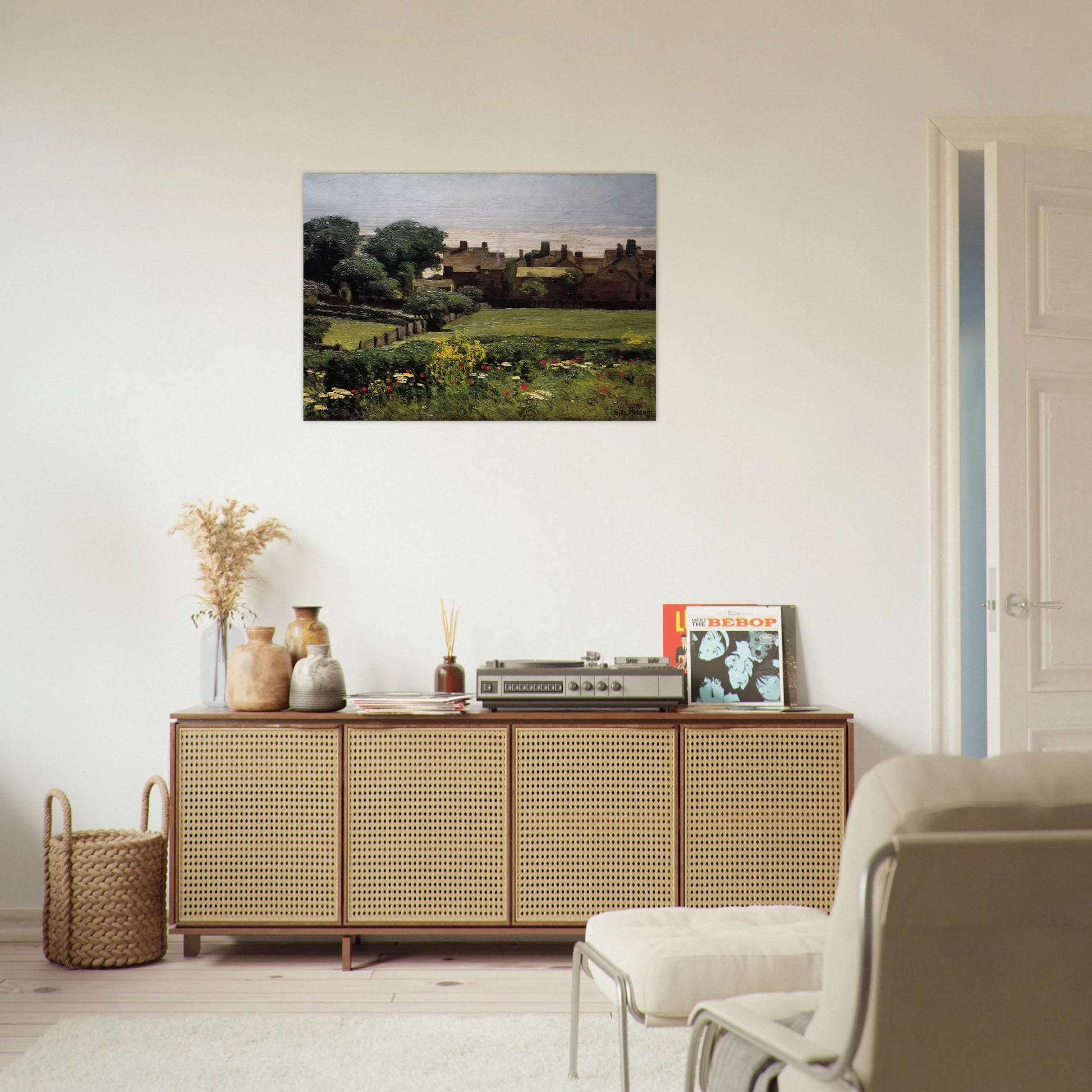Village Scene - Childe Hassam Brushed Aluminum Print - 70x100 cm / 28x40 inches | Childe Hassam Aluminum Print | Childe Hassam Prints