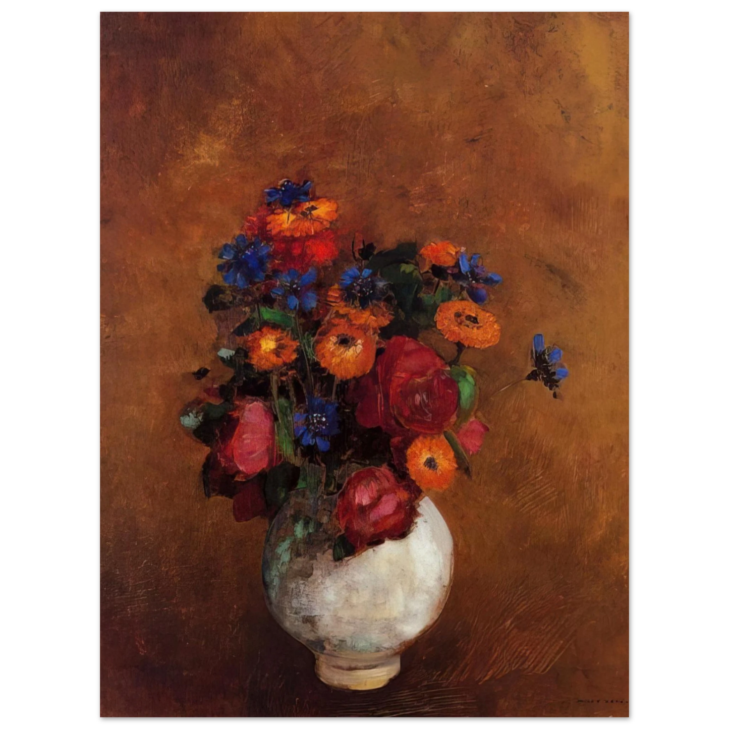 Odilon Redon - BOUQUET OF FLOWERS IN A WHITE VASE Fine Art Poster - Default Title