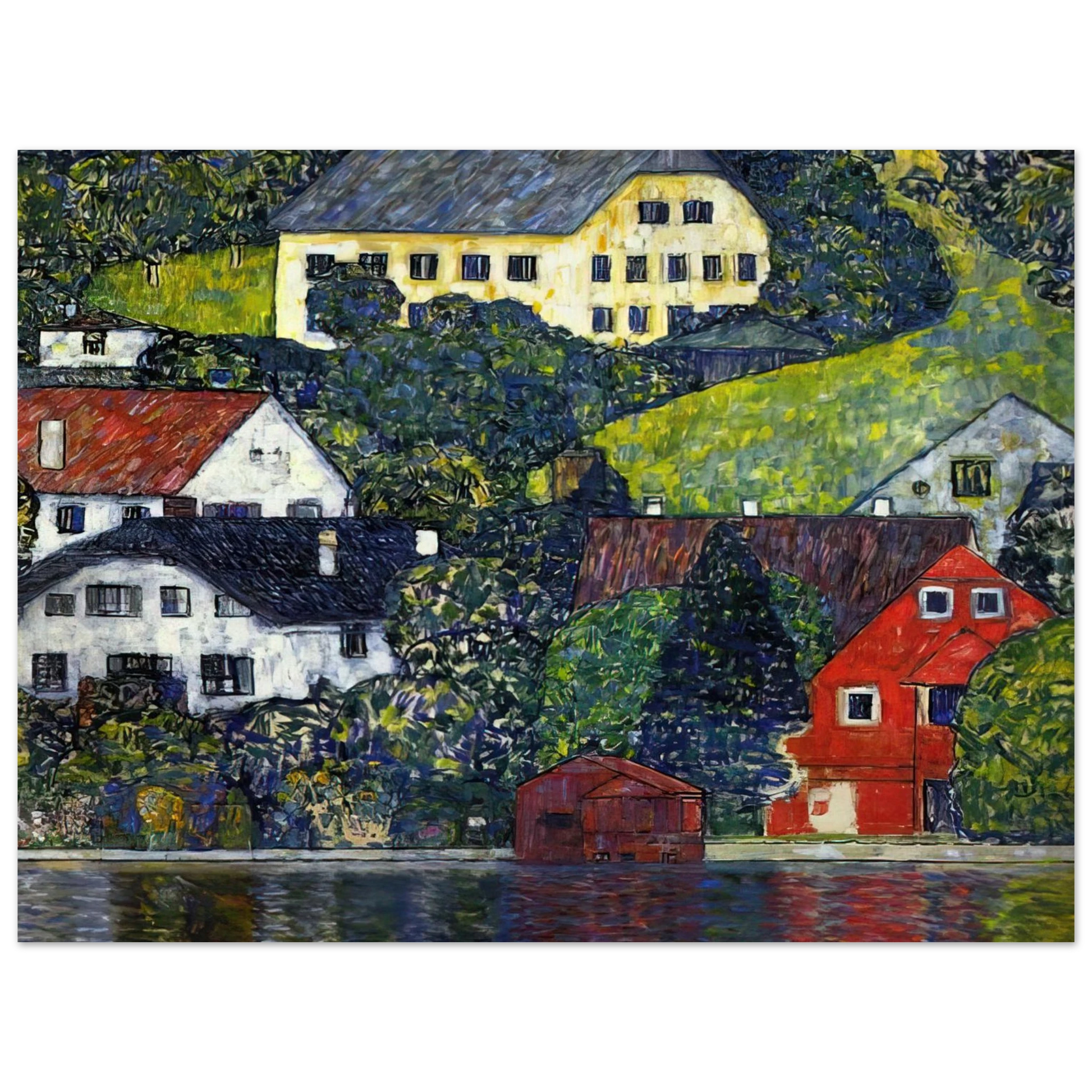 Gustav Klimt - HOUSES AT UNTERACH ON THE ATTERSEE Fine Art Poster - Default Title