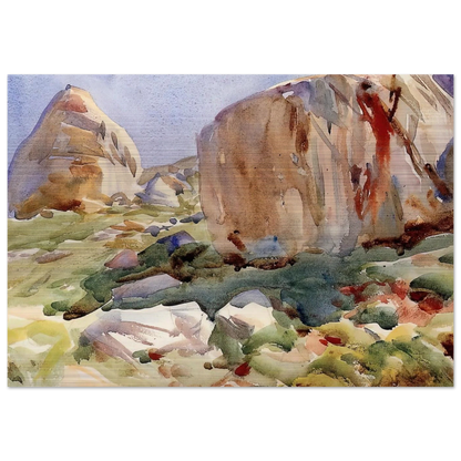The Simplon. Large Rocks - John Singer Sargent Brushed Aluminum Print - 70x100 cm / 28x40 inches | John Singer Sargent Aluminum Print | John Singer Sargent Prints