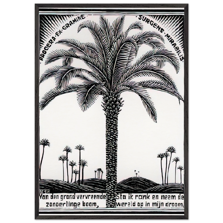 PALM TREE 1 - MC Escher 70x100 cm / 28x40 inches Framed Art Print – Black Wooden Frame | Maurits Cornelis Escher Prints
