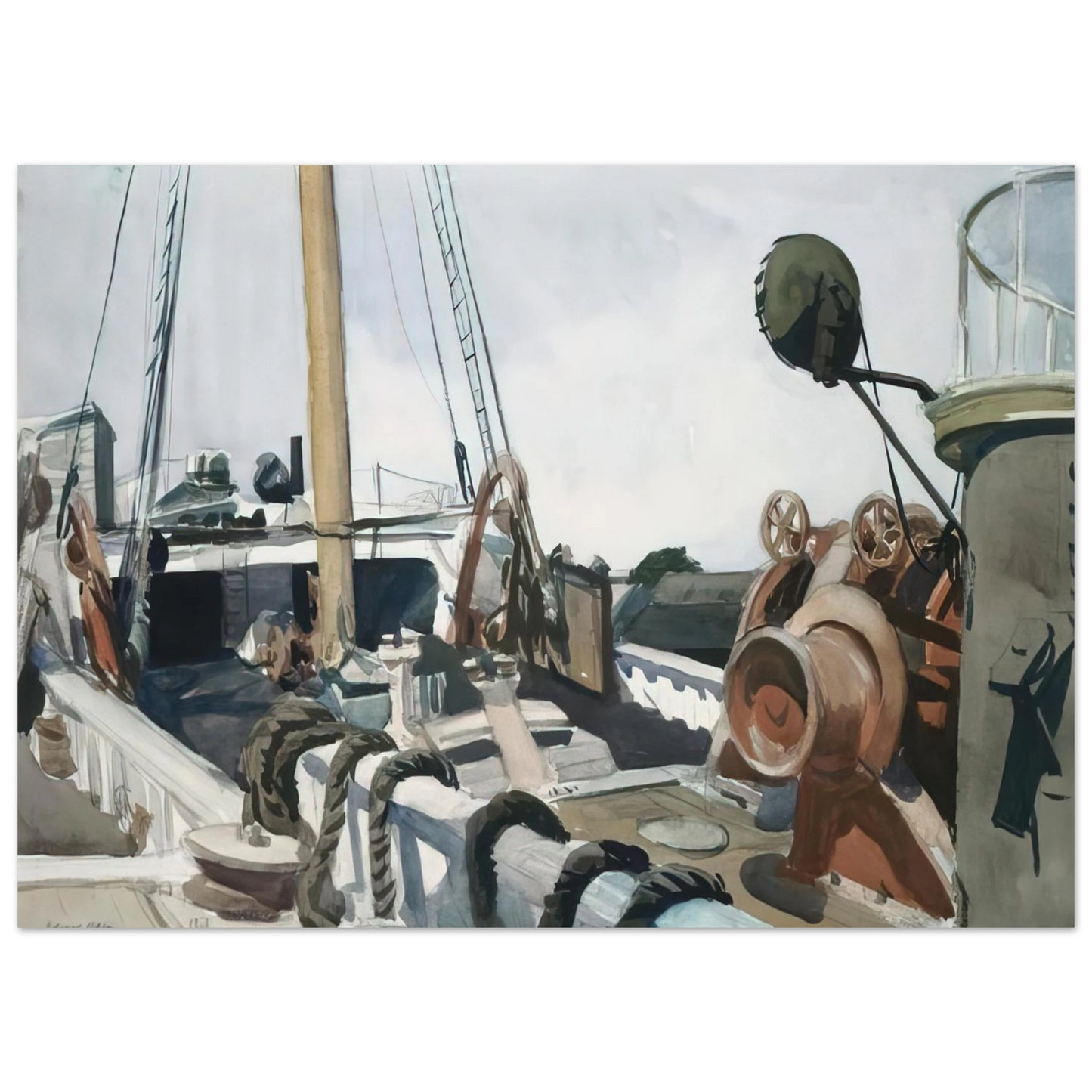 Edward Hopper - Deck of a Beam Trawler, Gloucester Fine Art Poster - 75x100 cm / 30x40 inches