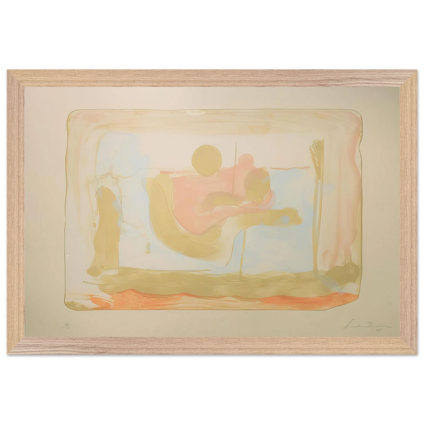 Helen Frankenthaler - Reflections I - 1995 Wall art - 30x40 cm / 12x16 inches - Premium Wooden Framed Poster With Fine Art Paper - Black frame