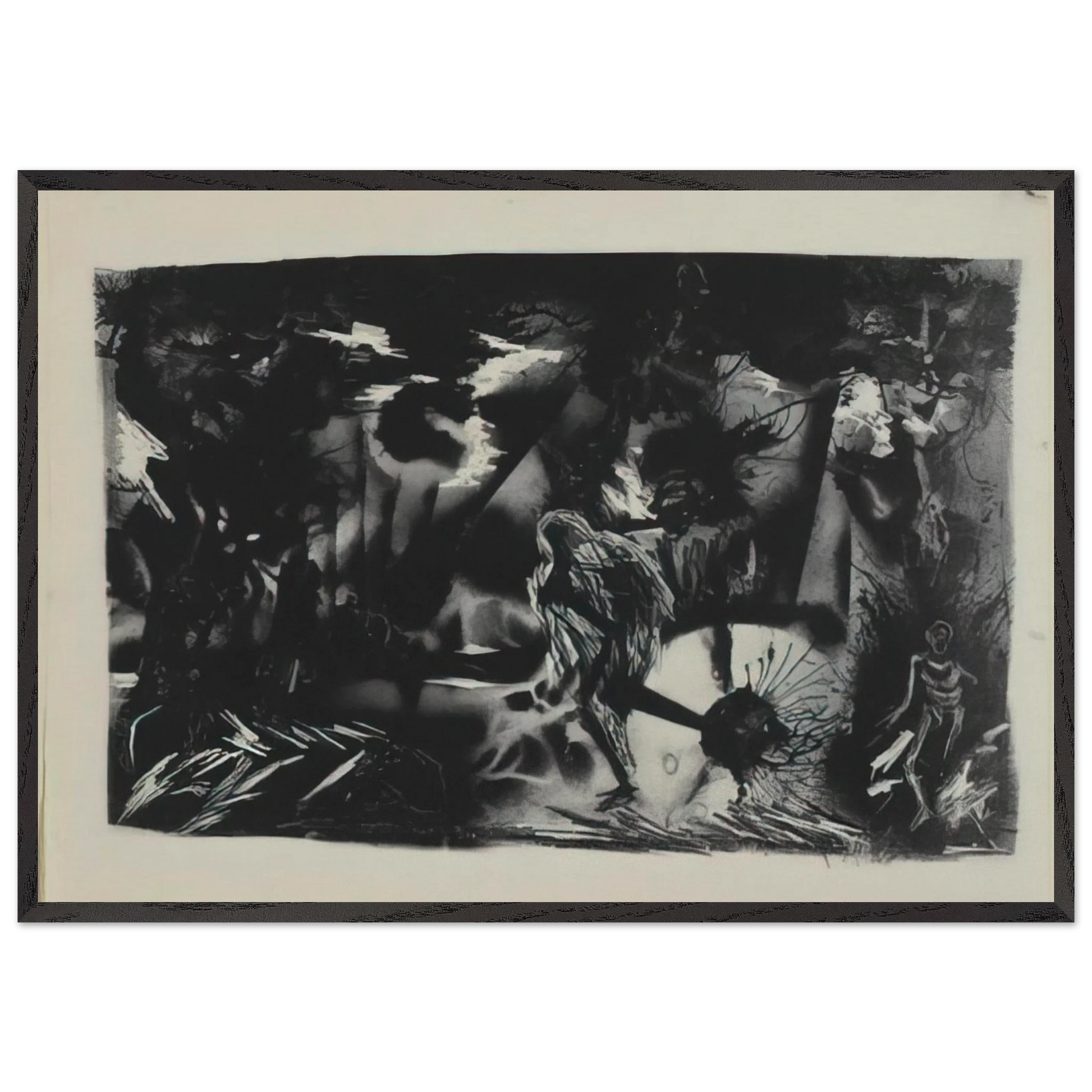 FIGURES IN A LANDSCAPE - Jackson Pollock Framed Art Print – Black Wooden Frame - Default Title - -Framed Art Print