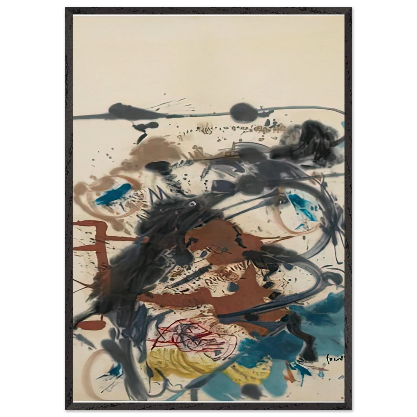 Winter Hunt 1958- - Helen Frankenthaler Framed Art Print – Black Wooden Frame - Default Title - -Framed Art Print