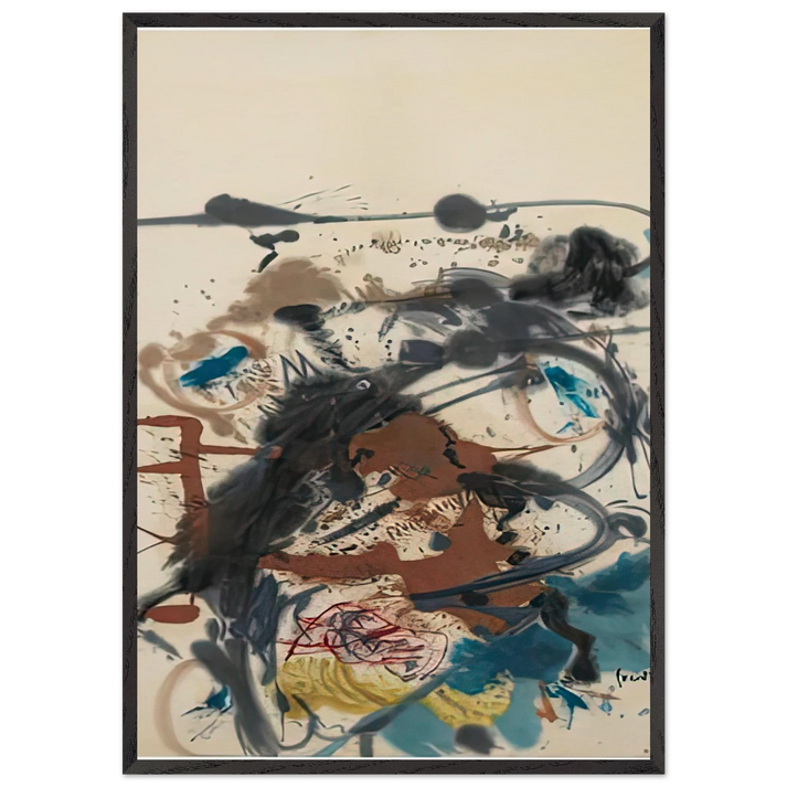 Winter Hunt 1958- - Helen Frankenthaler 70x100 cm / 28x40 inches Framed Art Print – Black Wooden Frame