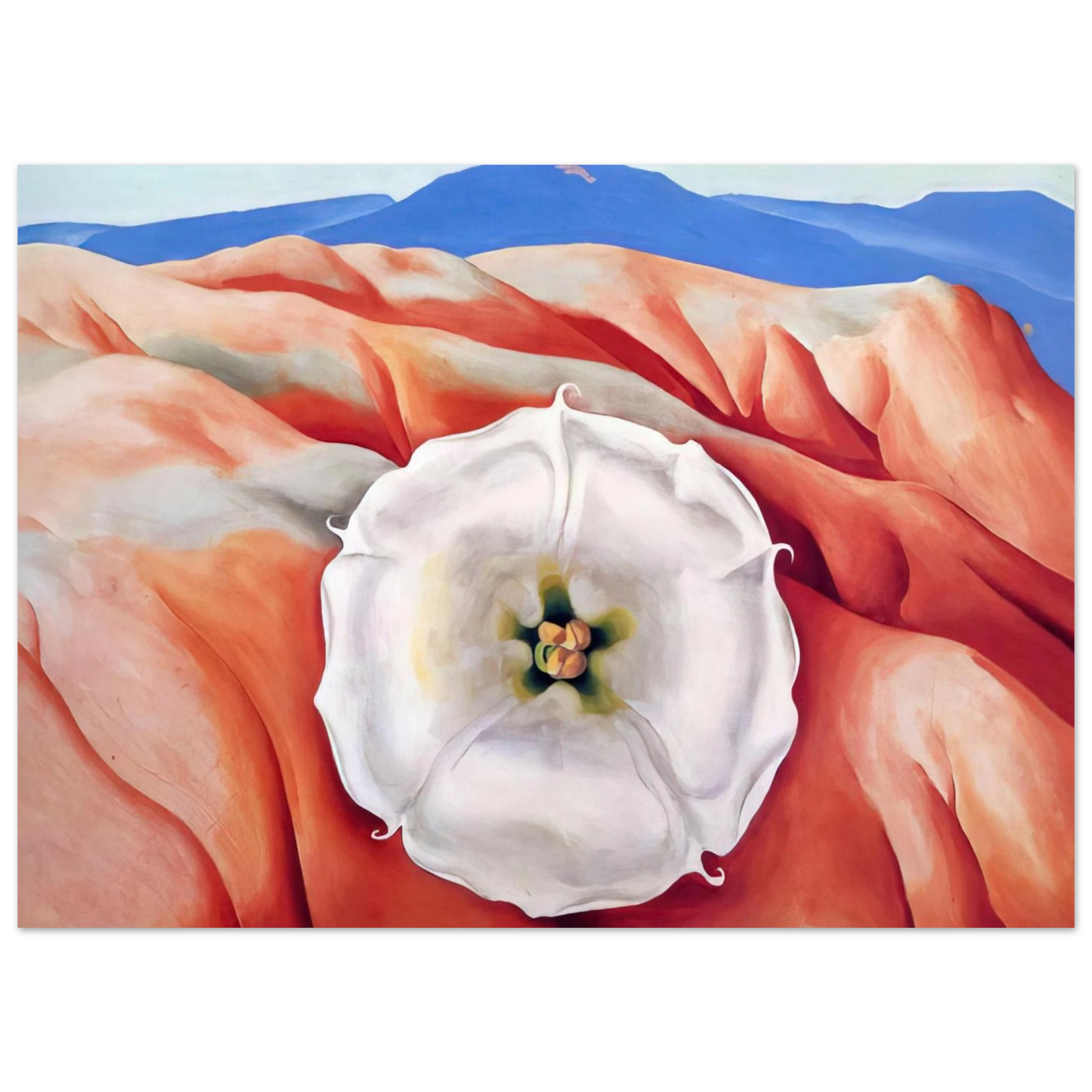 Georgia O'Keeffe - Red hills and white flower II Fine Art Poster - 75x100 cm / 30x40 inches