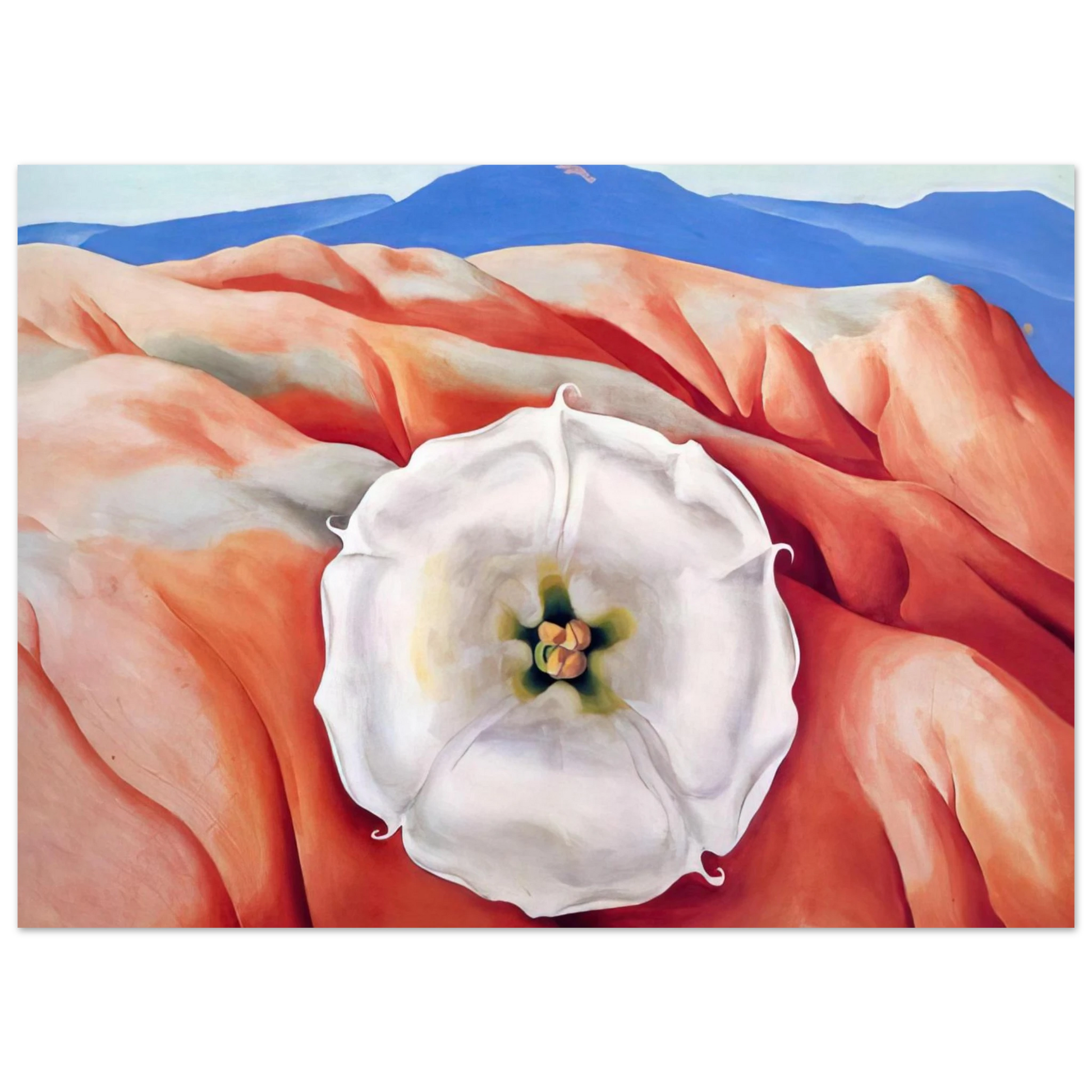 Georgia O'Keeffe - Red hills and white flower II Fine Art Poster - 75x100 cm / 30x40 inches