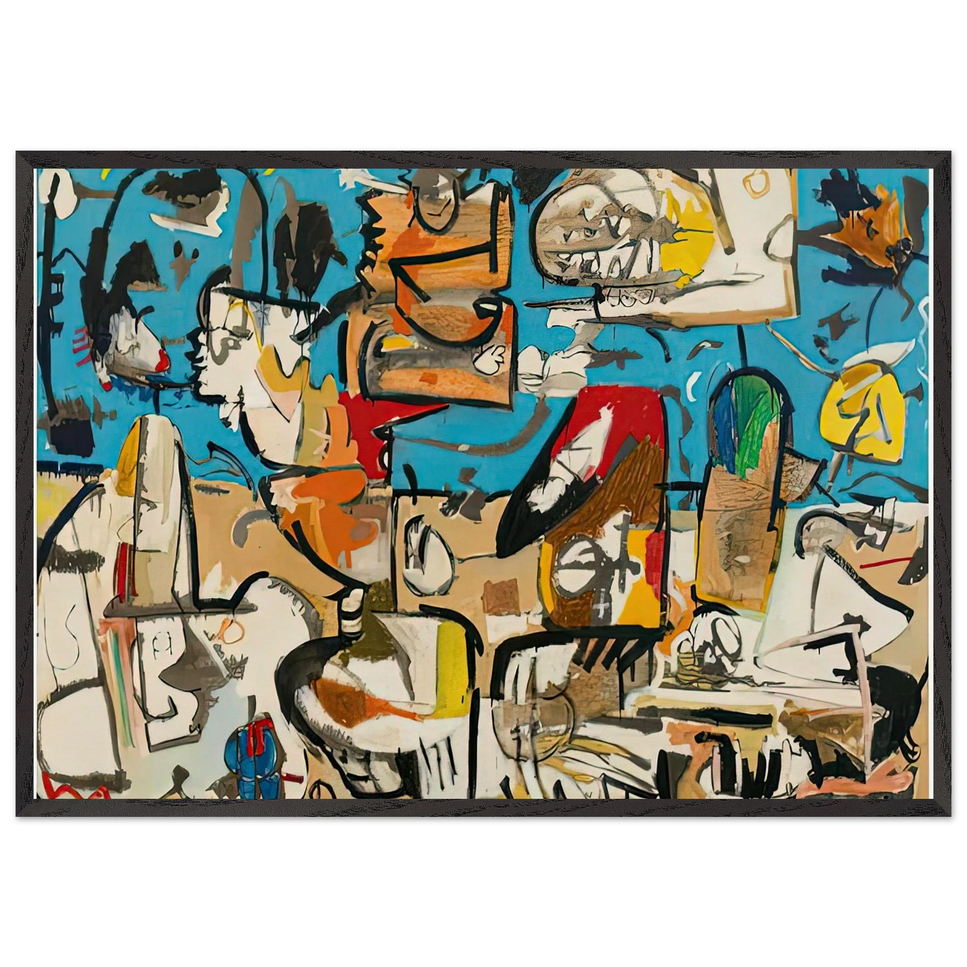 Untitled 1951- - Helen Frankenthaler 70x100 cm / 28x40 inches Framed Art Print – Black Wooden Frame