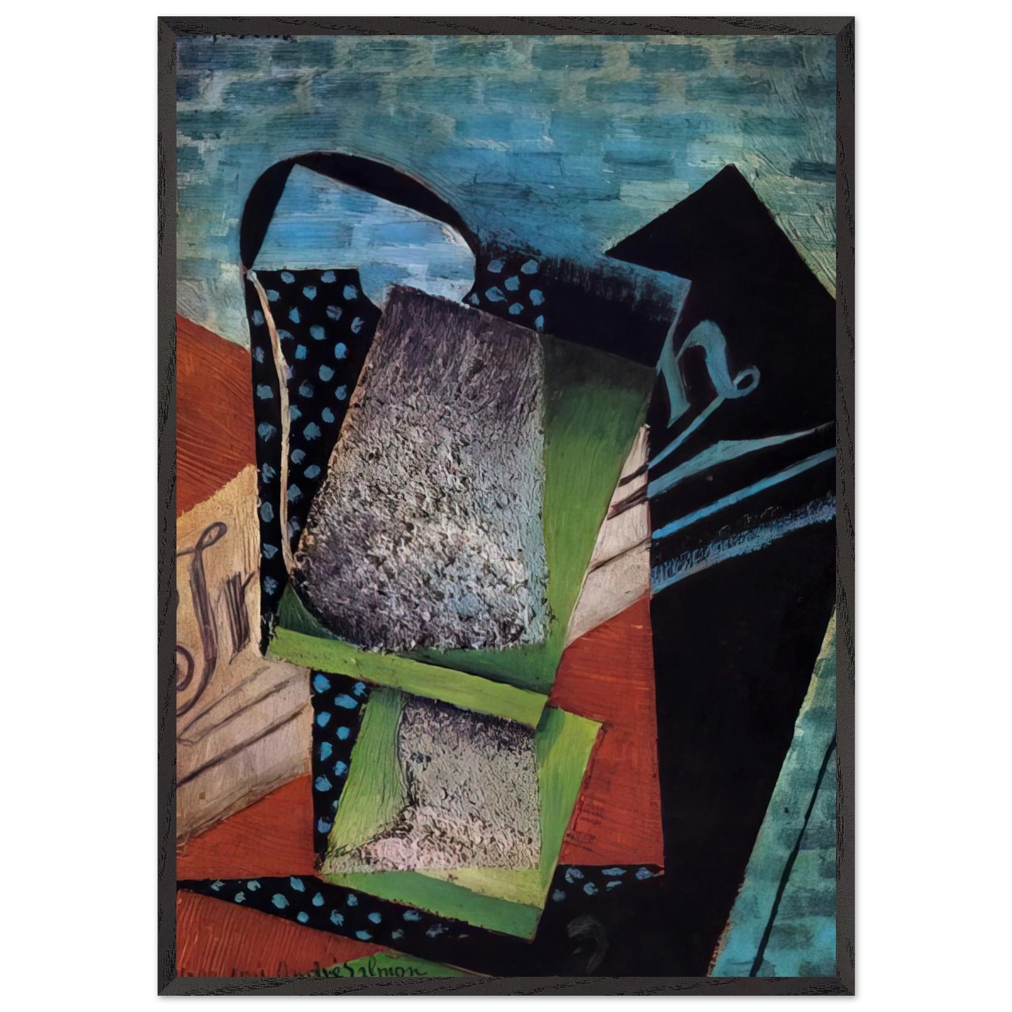 STILL LIFE DEDICATED TO ANDRE SALMON 1915 - Juan Gris Framed Art Print – Black Wooden Frame - Default Title - -Framed Art Print