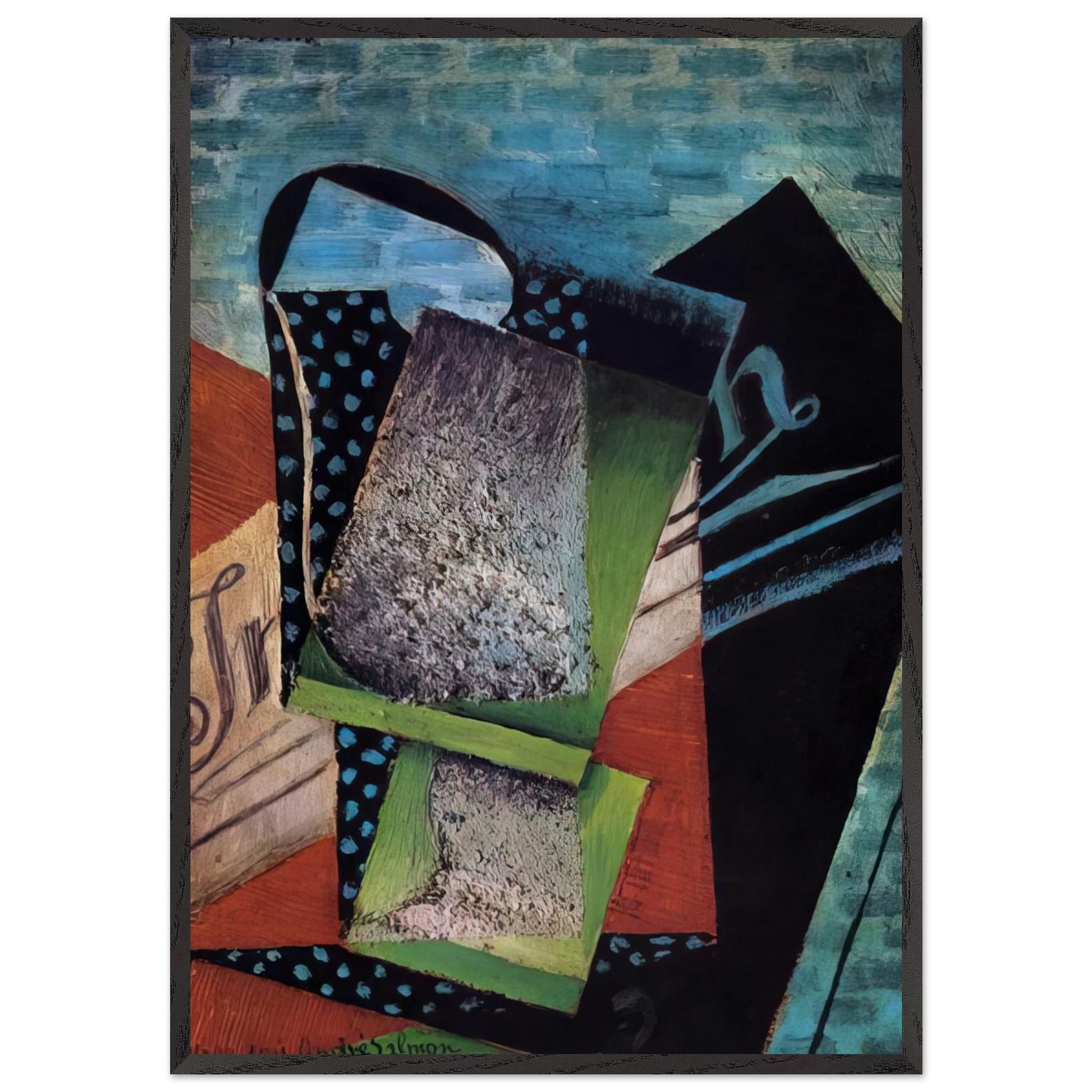 STILL LIFE DEDICATED TO ANDRE SALMON 1915 - Juan Gris Framed Art Print – Black Wooden Frame - Default Title - -Framed Art Print