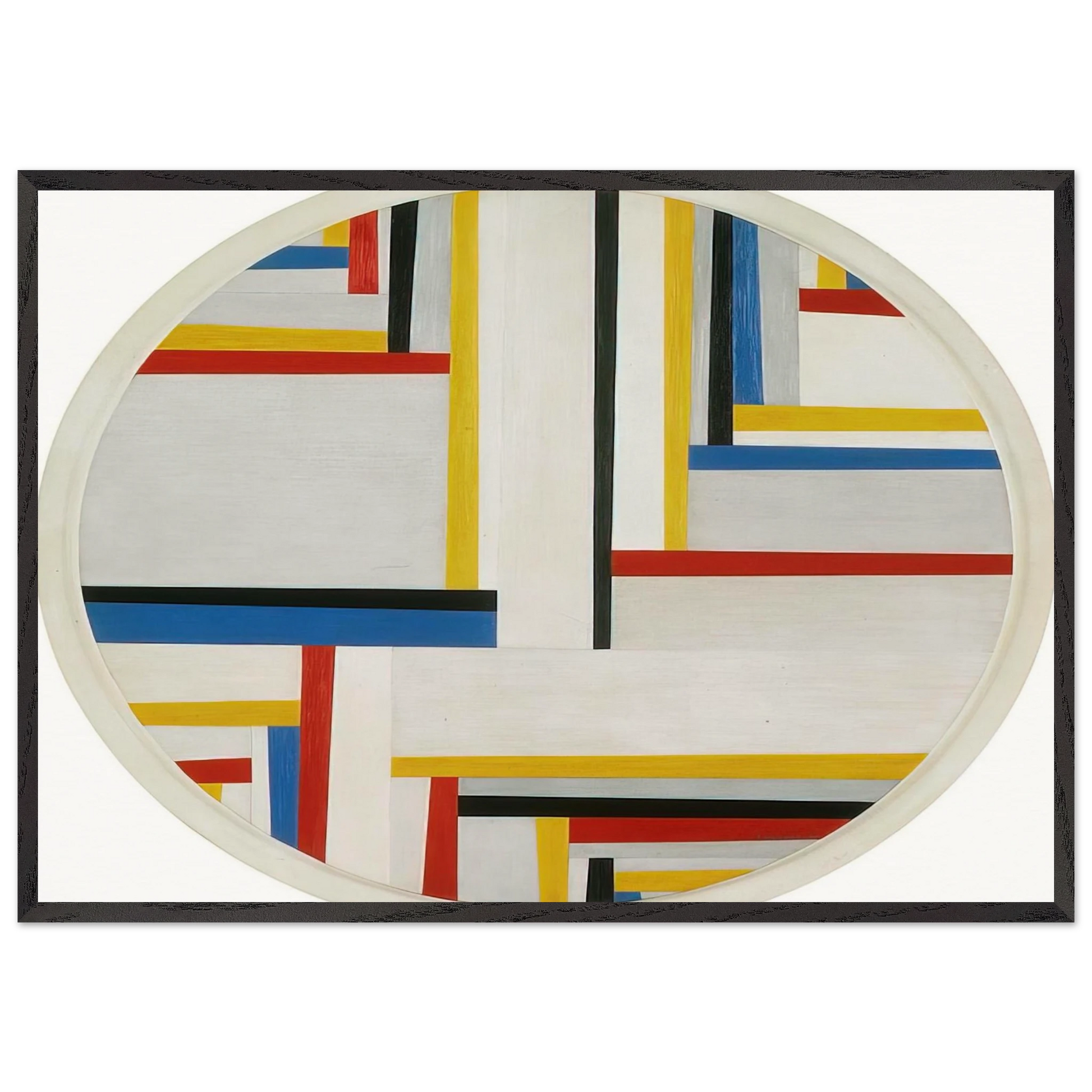 Relational painting Tondo 4 - 1946 - Fritz Glarner Framed Art Print – Black Wooden Frame - Default Title - -Framed Art Print