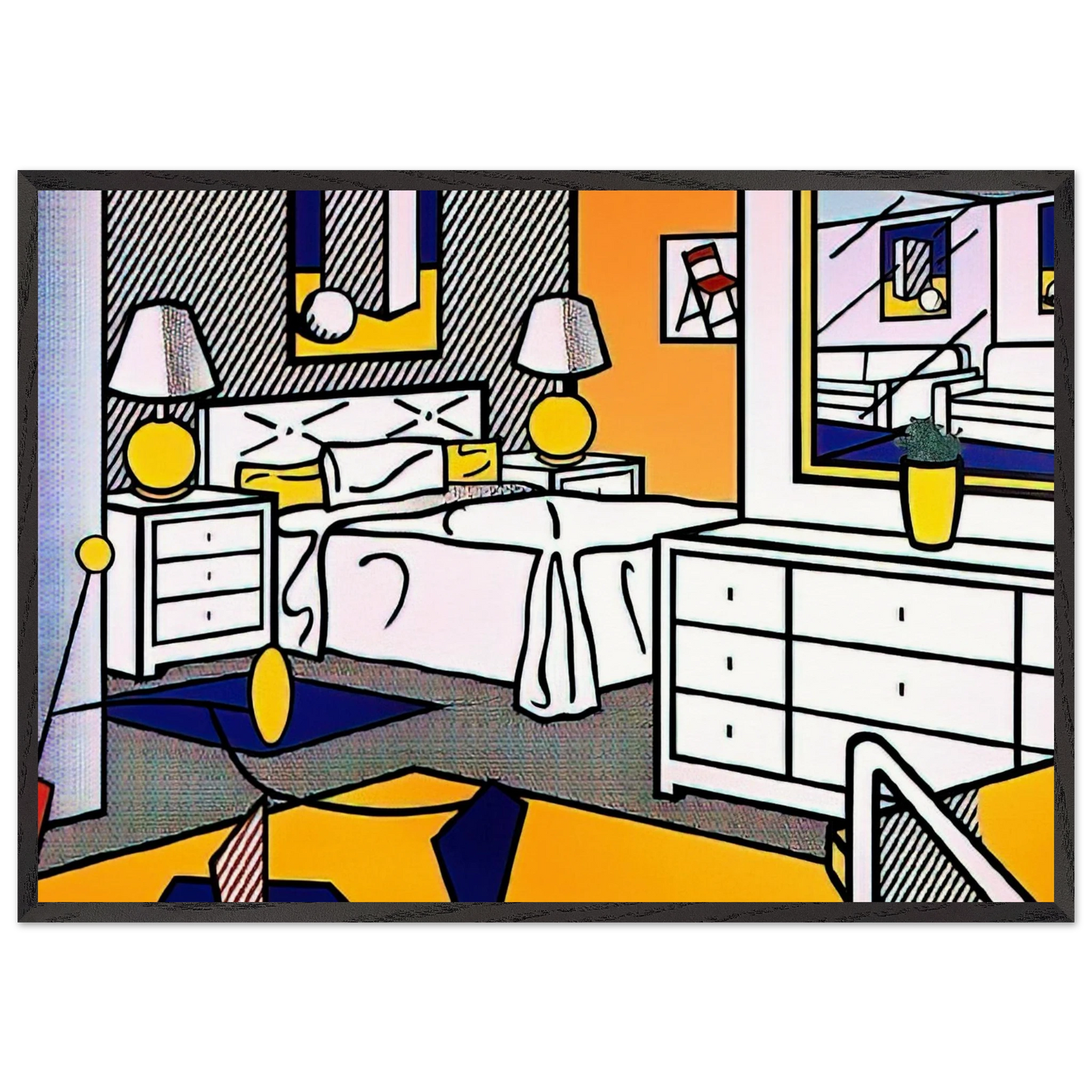 INTERIOR WITH MOBILE 1992 - Roy Lichtenstein Framed Art Print – Black Wooden Frame - Default Title - -Framed Art Print