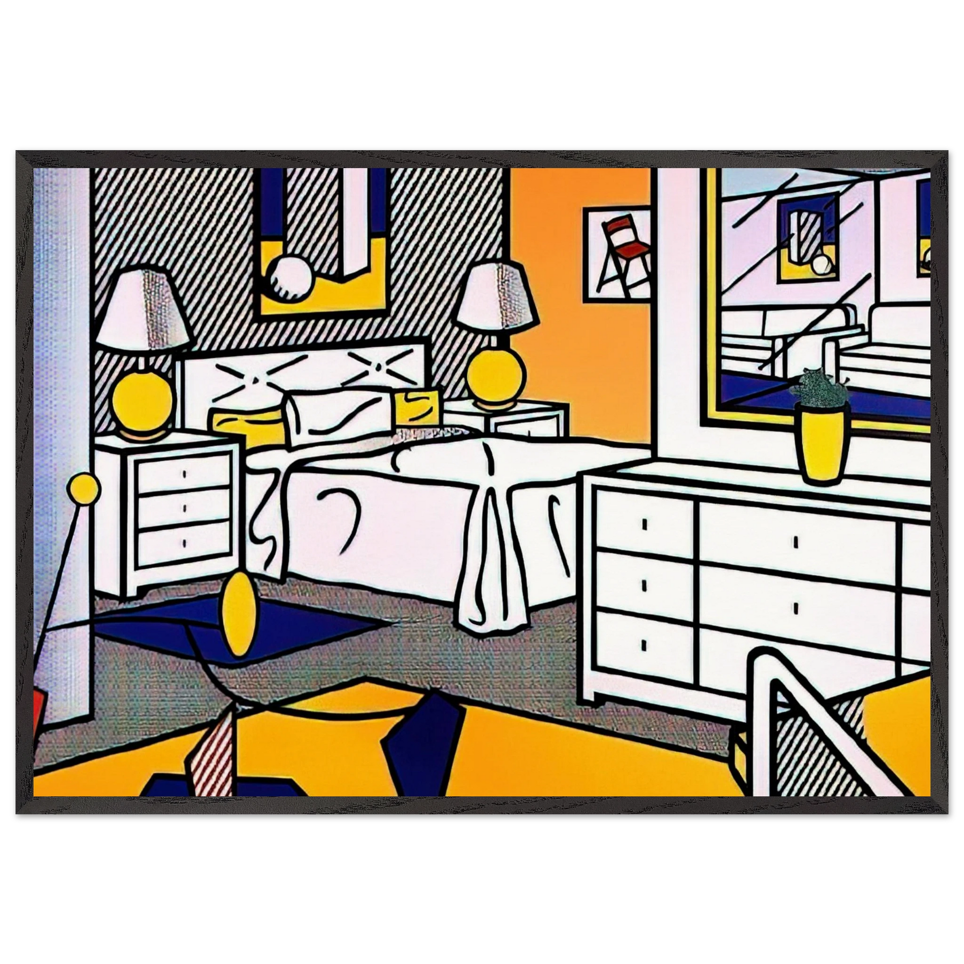 INTERIOR WITH MOBILE 1992 - Roy Lichtenstein Framed Art Print – Black Wooden Frame - Default Title - -Framed Art Print