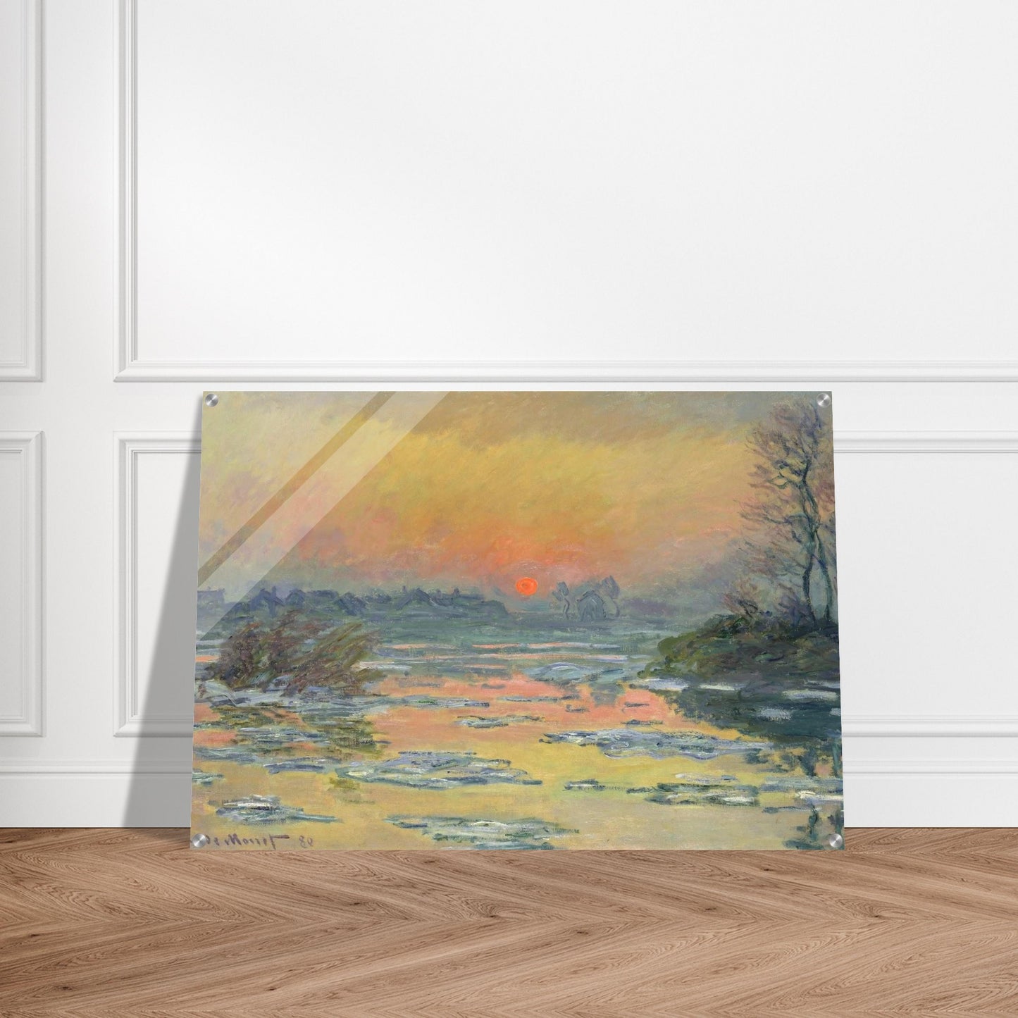 Sunset on the Seine in Winter - claude monet Acrylic Print - 70x100 cm / 28x40″ inches | claude monet Wall Art | claude monet Prints