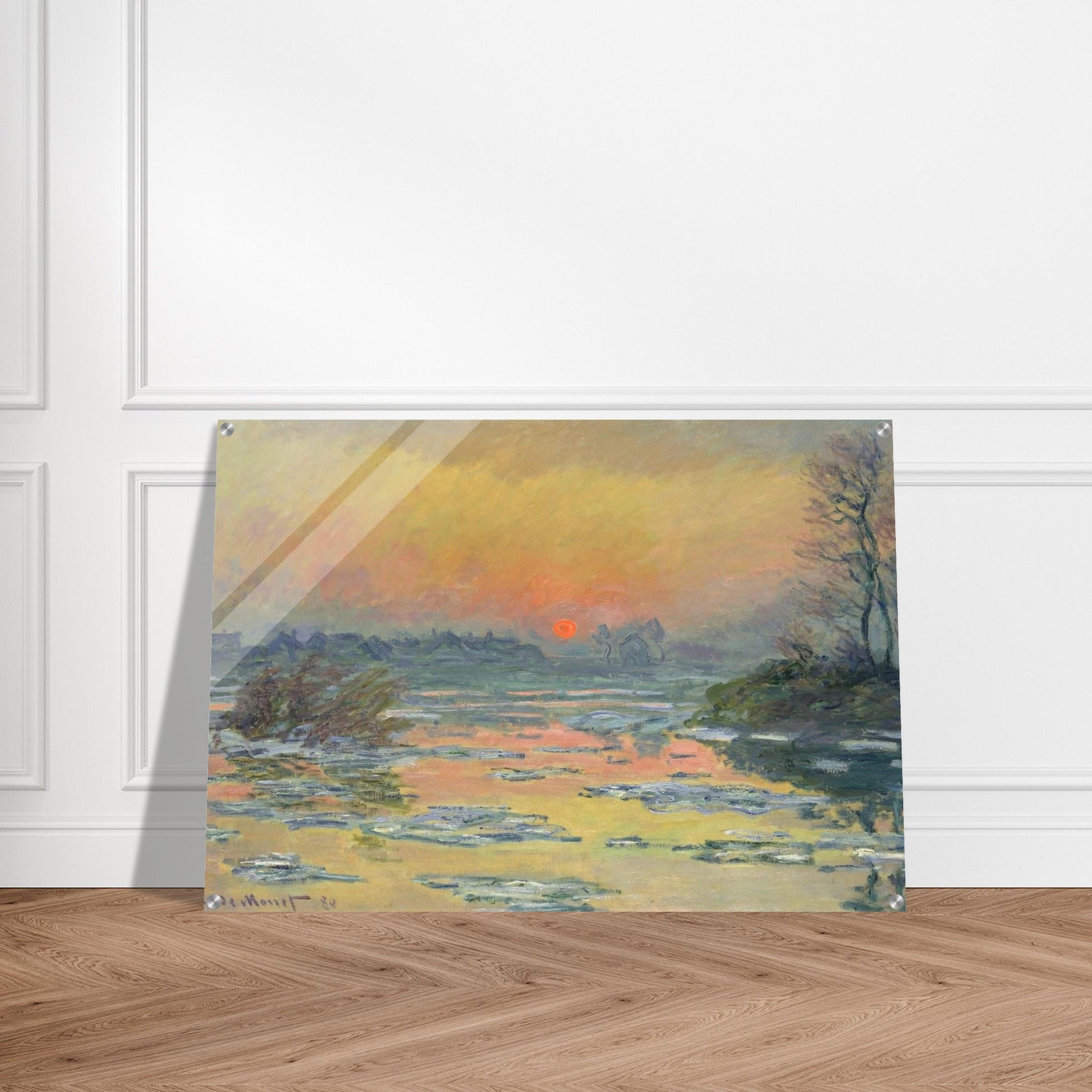 Sunset on the Seine in Winter - claude monet Acrylic Print - 70x100 cm / 28x40″ inches | claude monet Wall Art | claude monet Prints