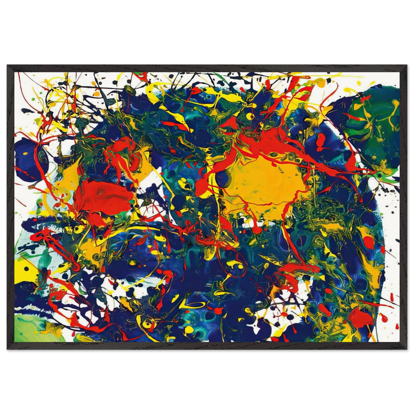Untitled  SFP94-43  SF94-044  - Sam Francis Framed Art Print – Black Wooden Frame - Default Title - -Framed Art Print