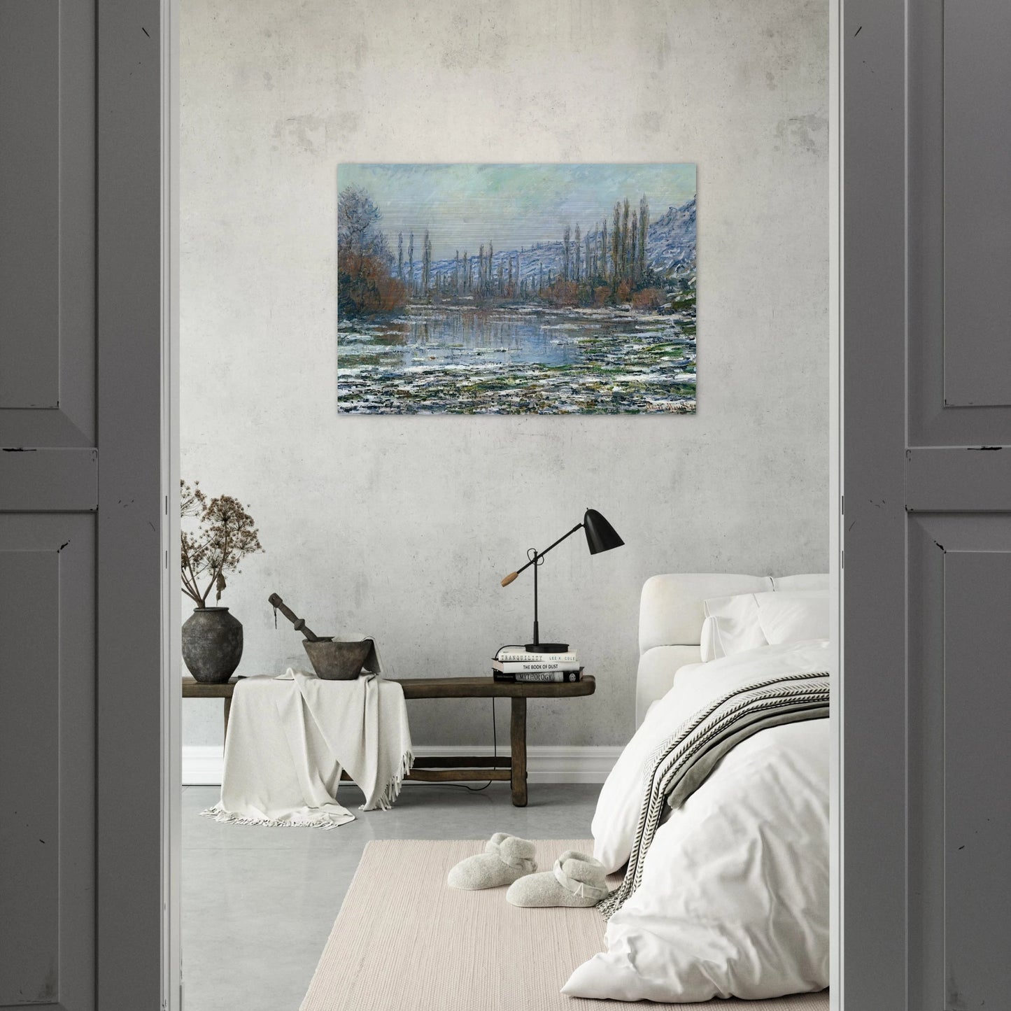 The Thaw at Vetheuil - claude monet Brushed Aluminum Print - 70x100 cm / 28x40 inches | claude monet Aluminum Print | claude monet Prints