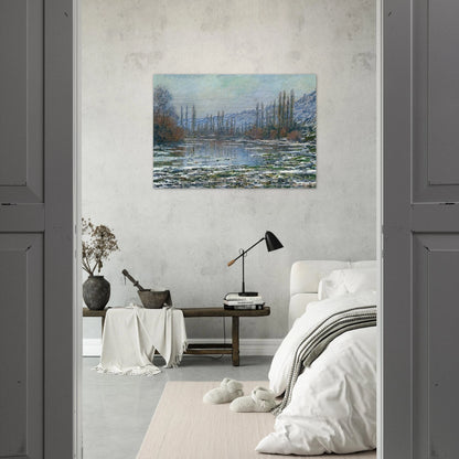 The Thaw at Vetheuil - claude monet Brushed Aluminum Print - 70x100 cm / 28x40 inches | claude monet Aluminum Print | claude monet Prints