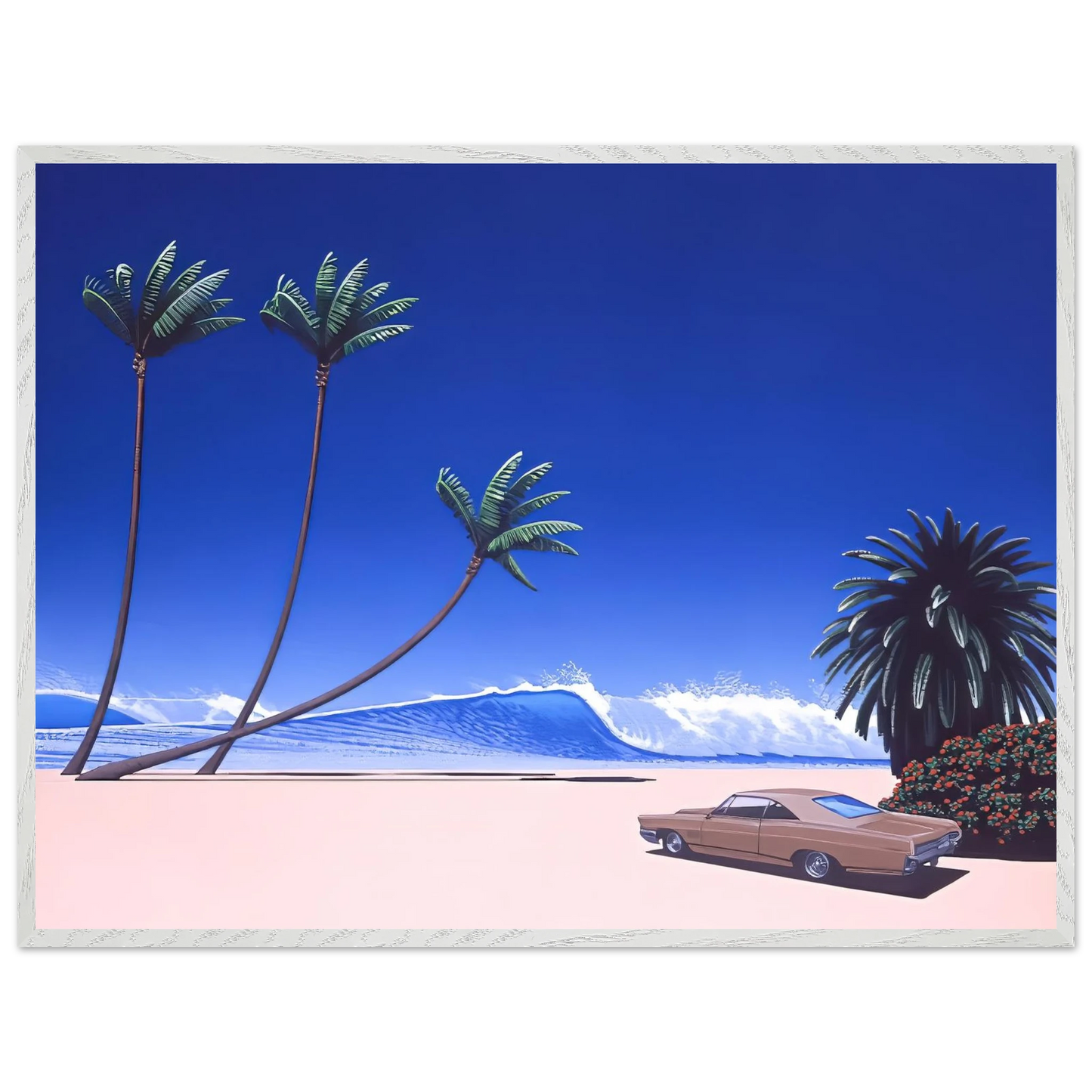 Hiroshi Nagai - Impender Beach Wall Art - 21x29.7 cm / 8x12" - Premium Wooden Framed Poster With Fine Art Paper - Wood frame