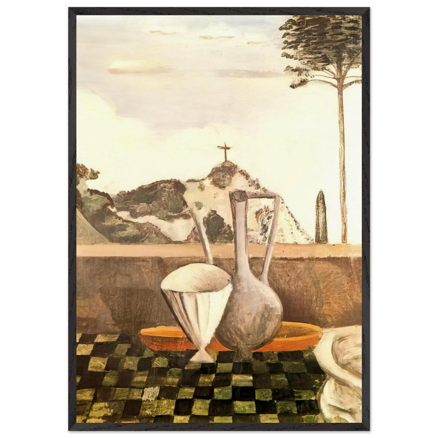 THE STILL LIFE IN FRONT OF CROSS ON TOP OF THE MOUNTAIN 1912 - Andre Derain Framed Art Print – Black Wooden Frame - Default Title - -Framed Art Print